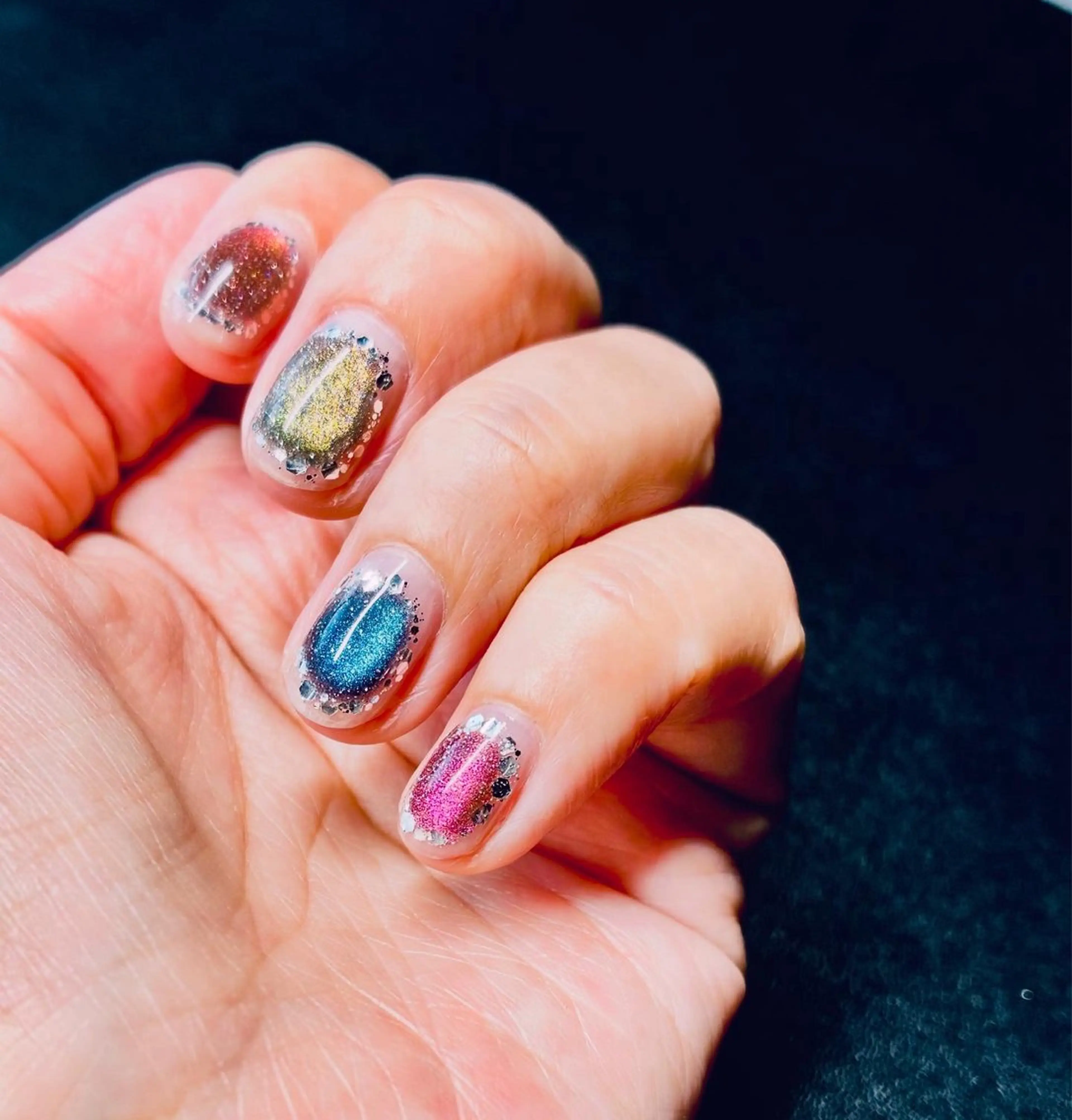 ネイル キラキラネイル ラメ(グリッター) マグネットネイル SKY/☺︎nico エスケーワイ　ニコのネイルデザイン