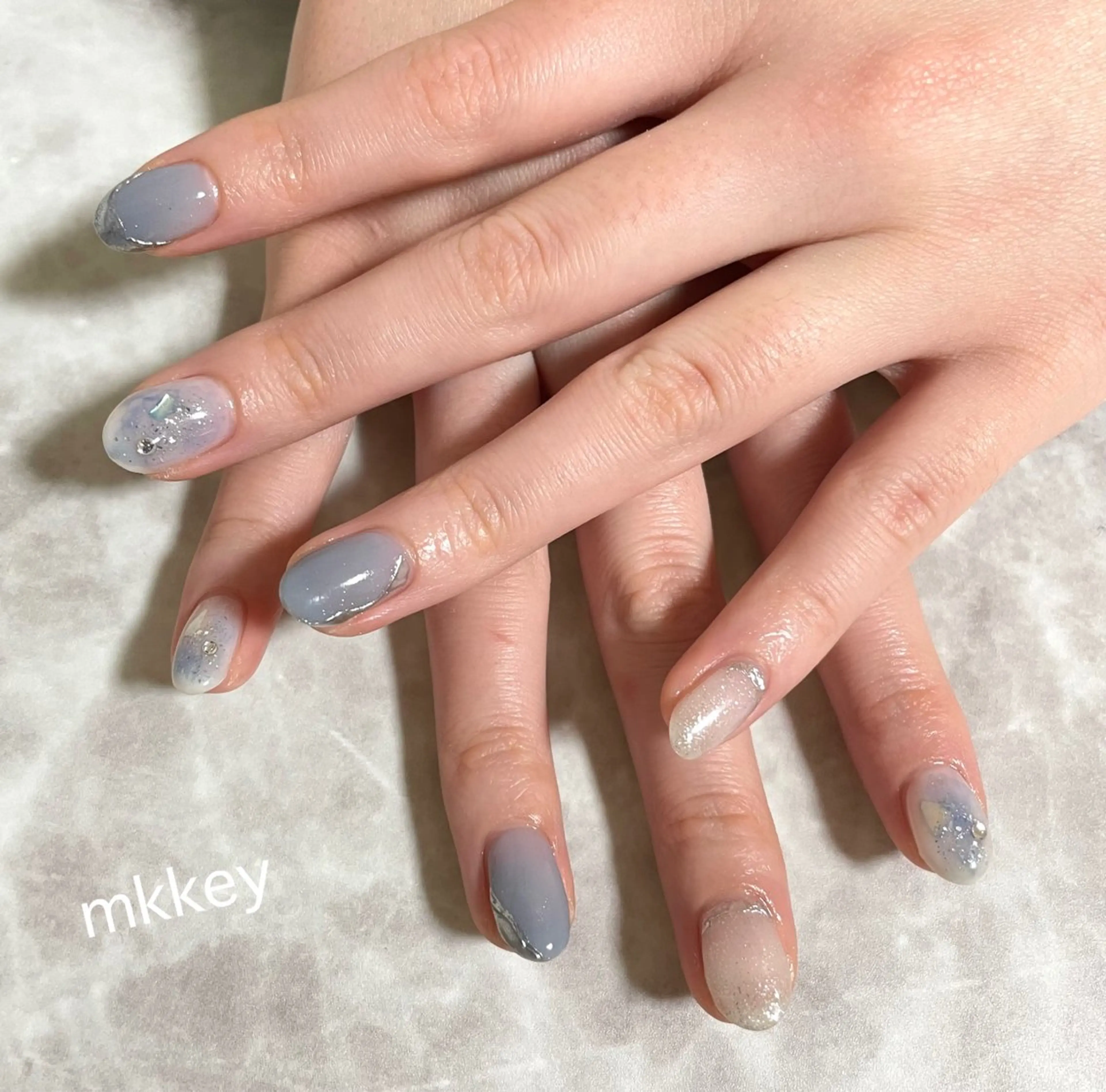 ネイル ブルー nail mnのネイルデザイン