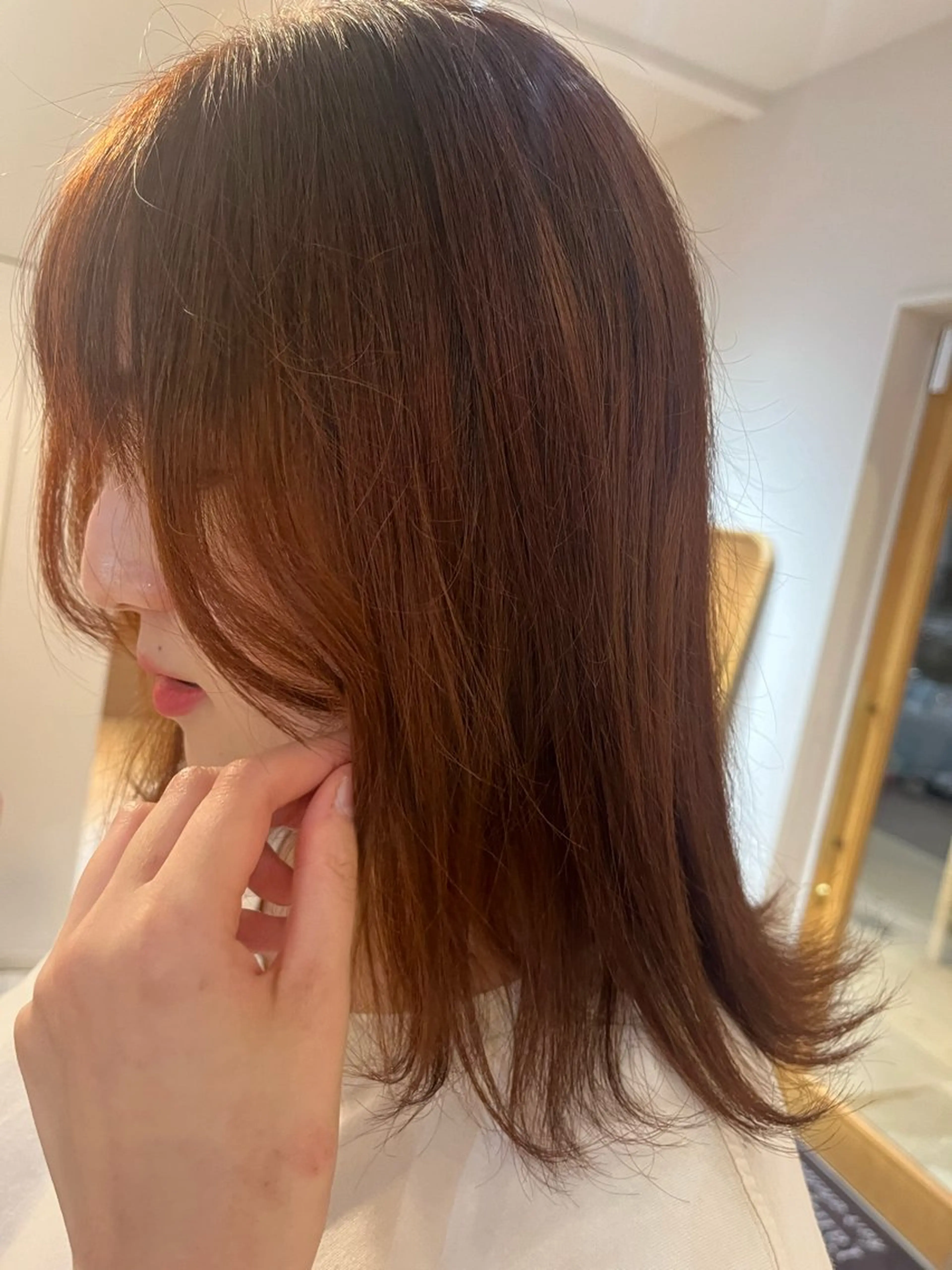 ミディアム カラー ブラウンカラー オレンジ オレンジブラウン ramphy 加藤 美羽のヘアスタイル