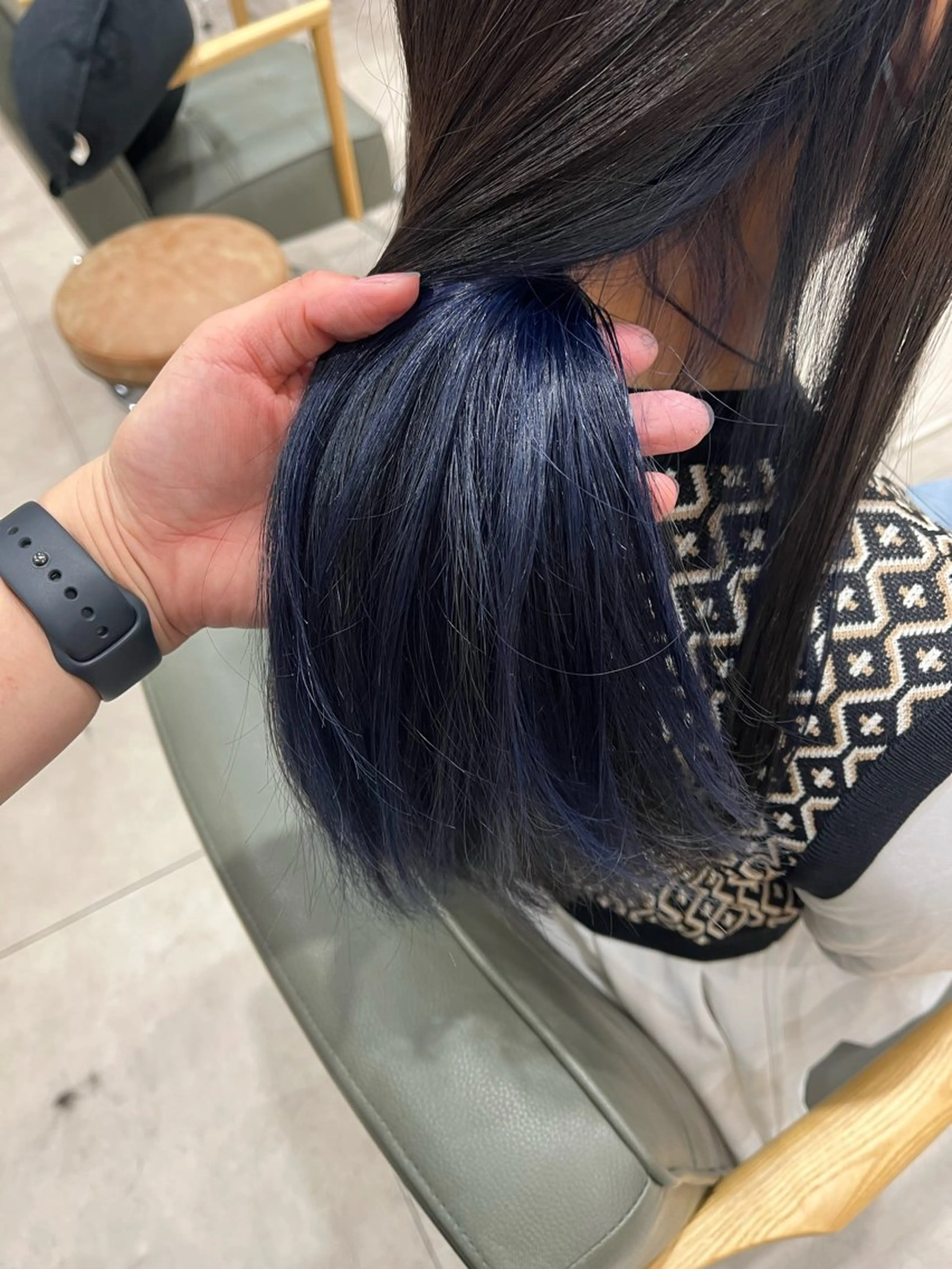 ロング カラー ブルーカラー カット ヘアカラー トリートメント newi大分/ 磯部栞里／艶感カラーのヘアスタイル