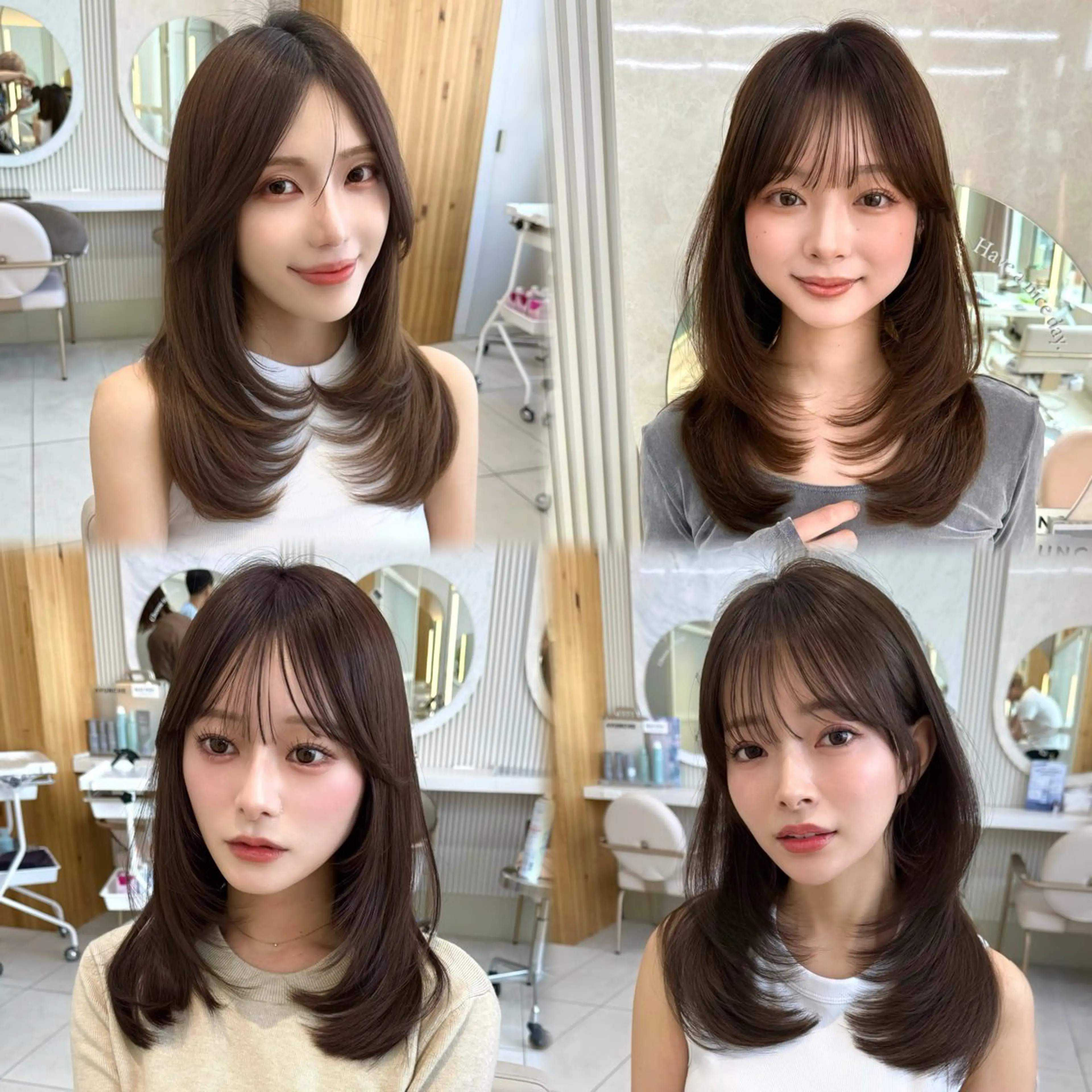 セミロング カラー 似合わせレイヤー/ 透明感カラーのヘアスタイル