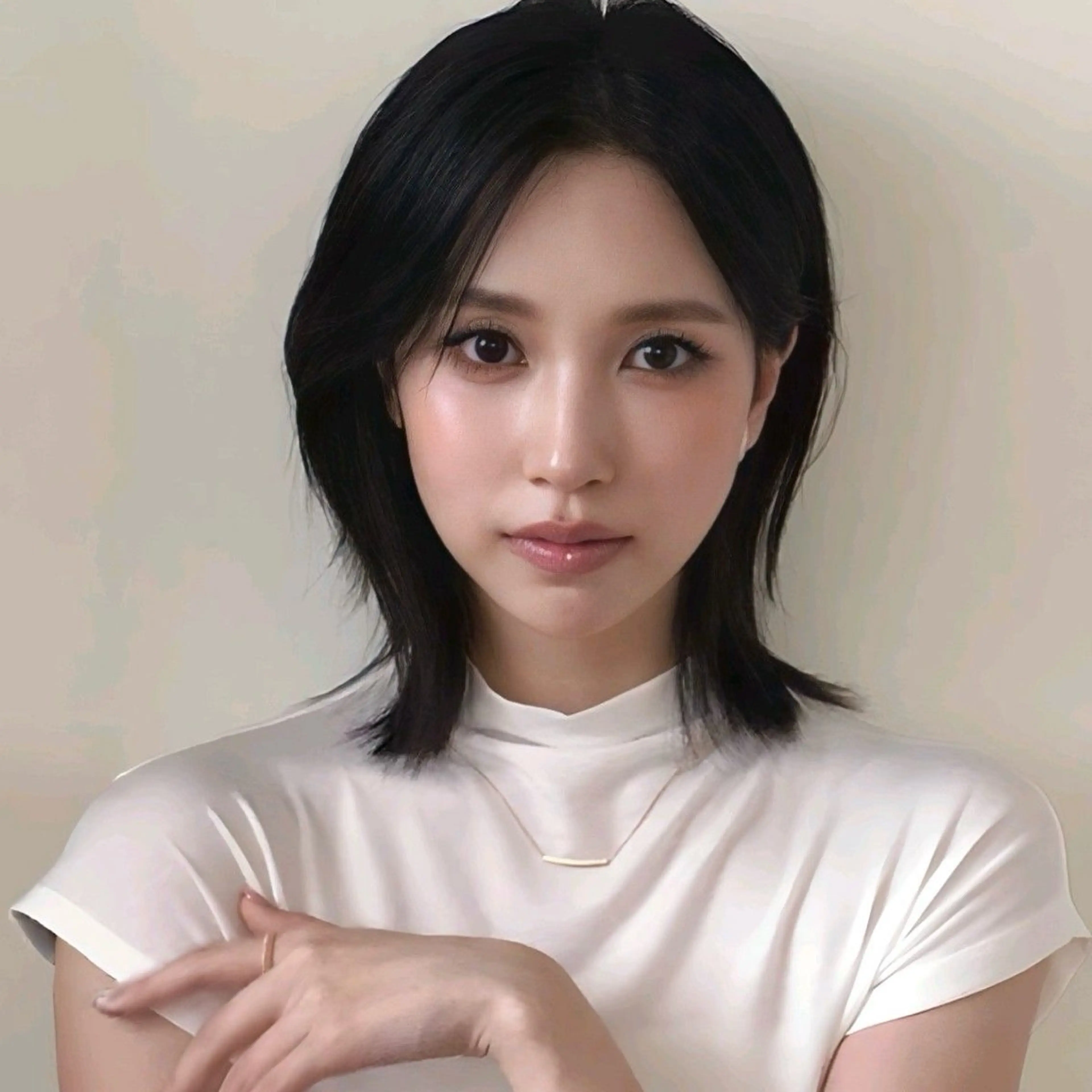 ショート カラー くびれヘア 顔まわりレイヤー ハッシュカット ハイレイヤー くびれレイヤー カット ヘアカラー トリートメント nonoka オリーブ/レイヤーのヘアスタイル