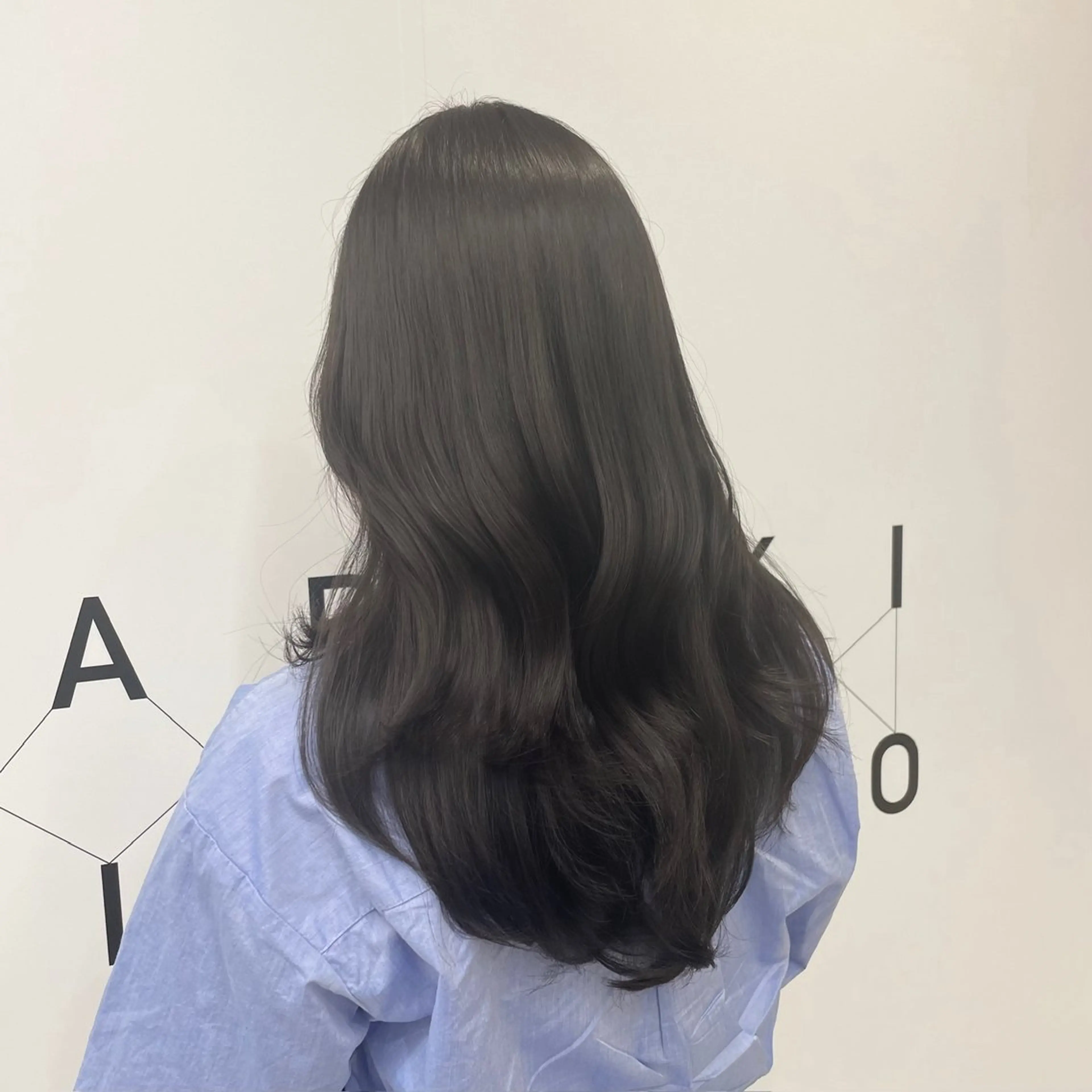 ロング カラー ヘアアレンジ ブリーチ ダークグレー ダークグレージュ グレージュ ブリーチなしカラー 新宿/顔周りカット/ レイヤー/がっきーのヘアスタイル
