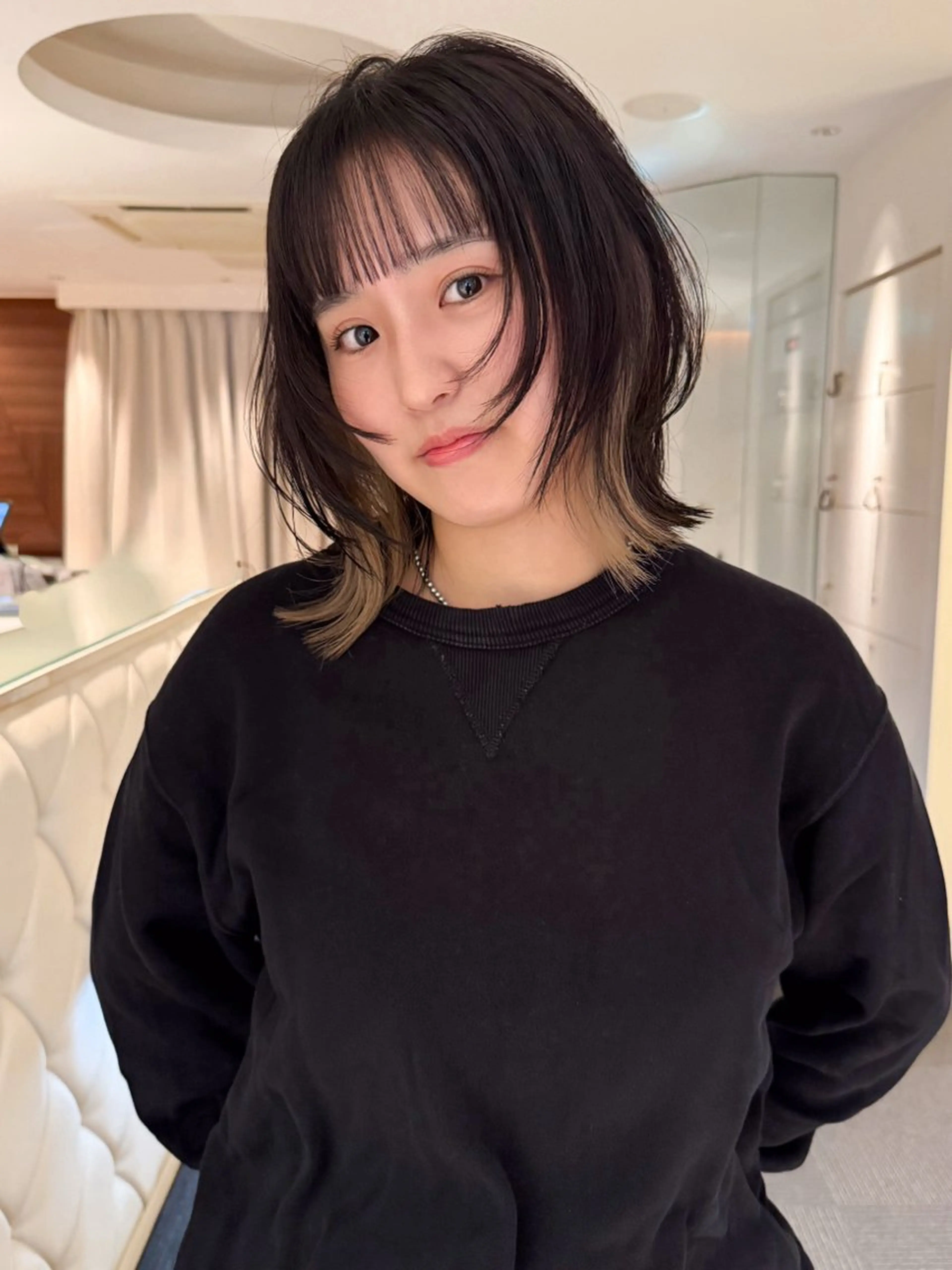 ミディアム ボブレイヤー ボブ レイヤーカット モデル募集/山田蓮/ レイヤーボブのヘアスタイル