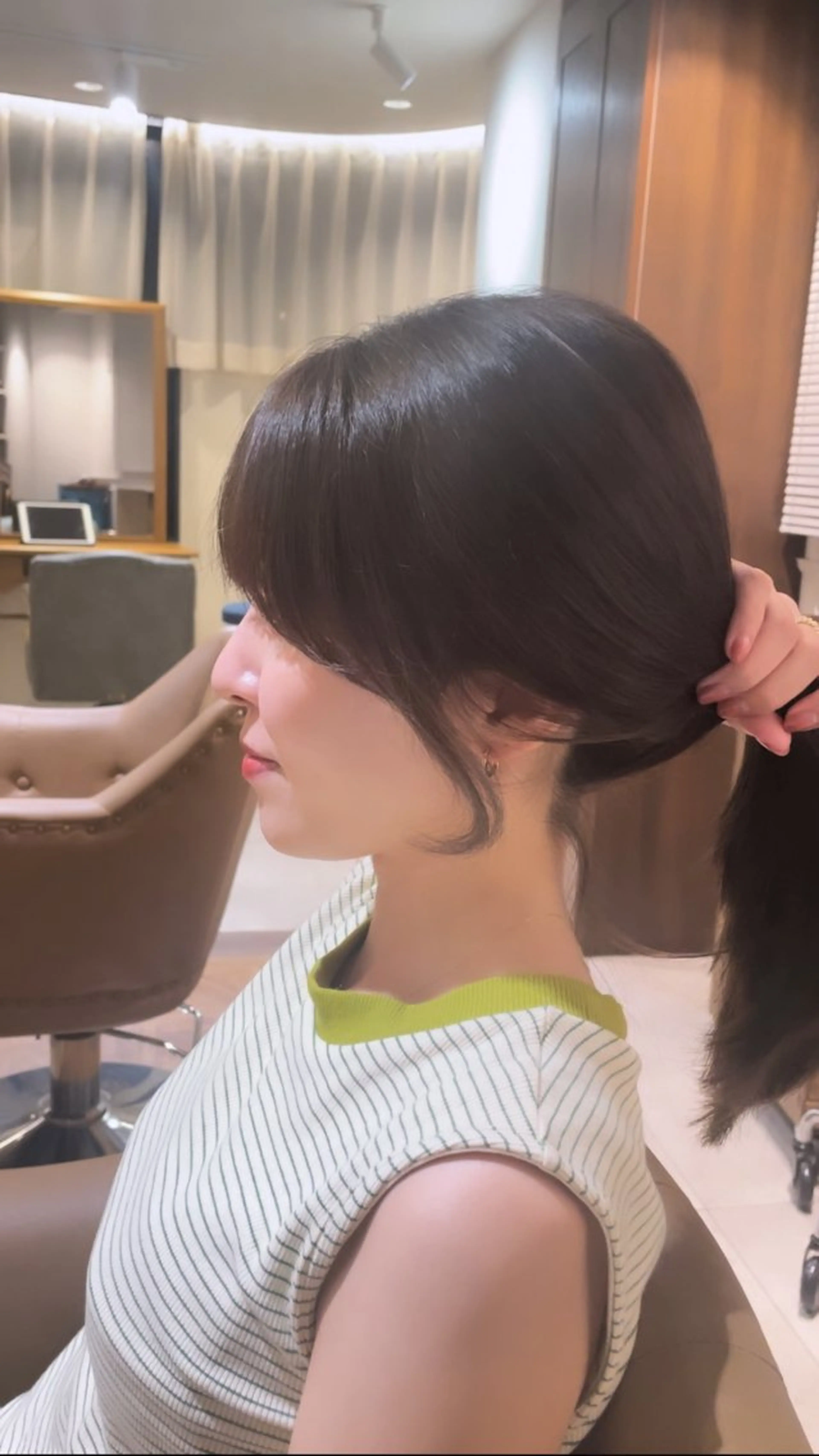 ミディアム カット ヘアカラー トリートメント 日比崚介🍀 おくれげ小顔カットのヘアスタイル