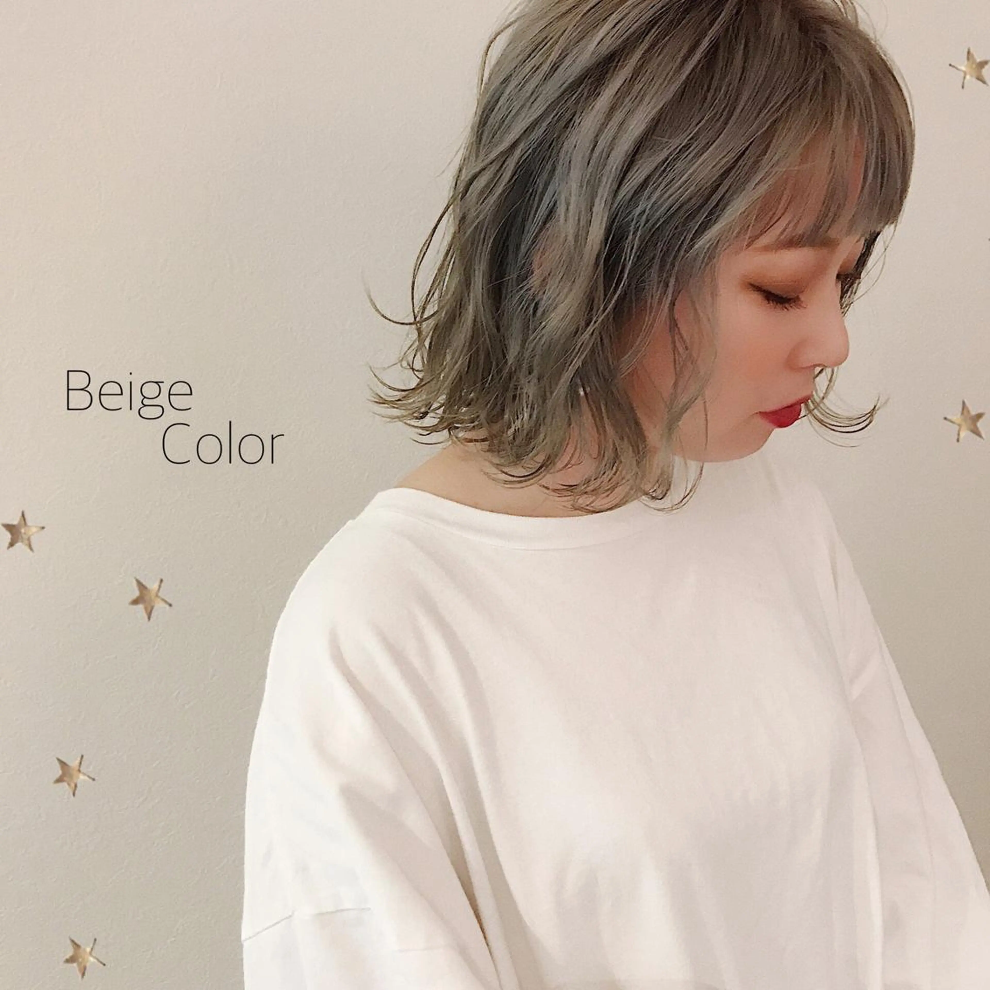 ミディアム カラー カット ヘアカラー 市川 千夏のヘアスタイル