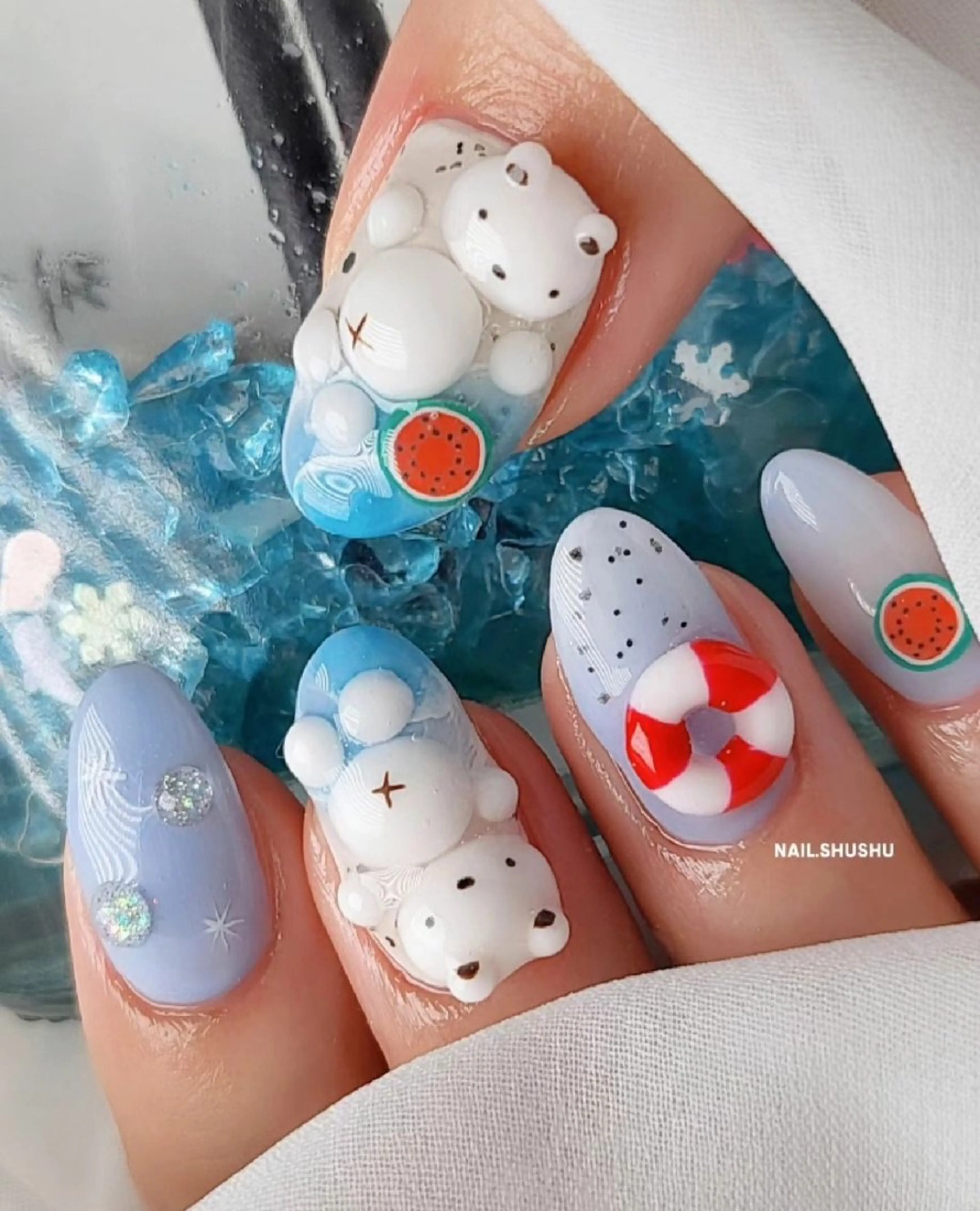 ネイル 持ち込み ニュアンスネイル ワンカラーネイル シンプルネイル 夏ネイル 3dパーツ/流行り 👧shushu❤️のネイルデザイン