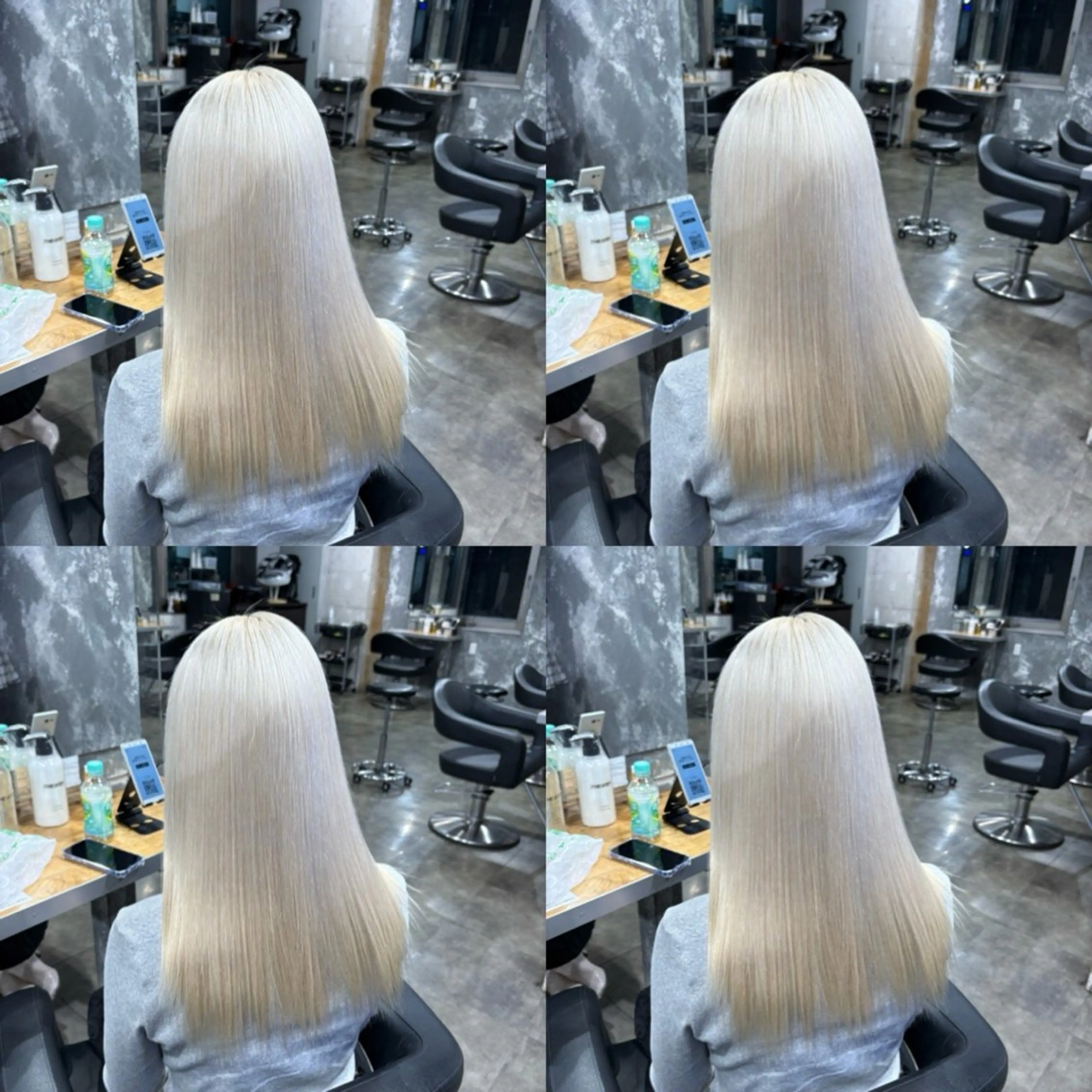 ロング カラー ヘアカラー トリートメント 透明感ベージュ/ レイヤー縮毛矯正のヘアスタイル