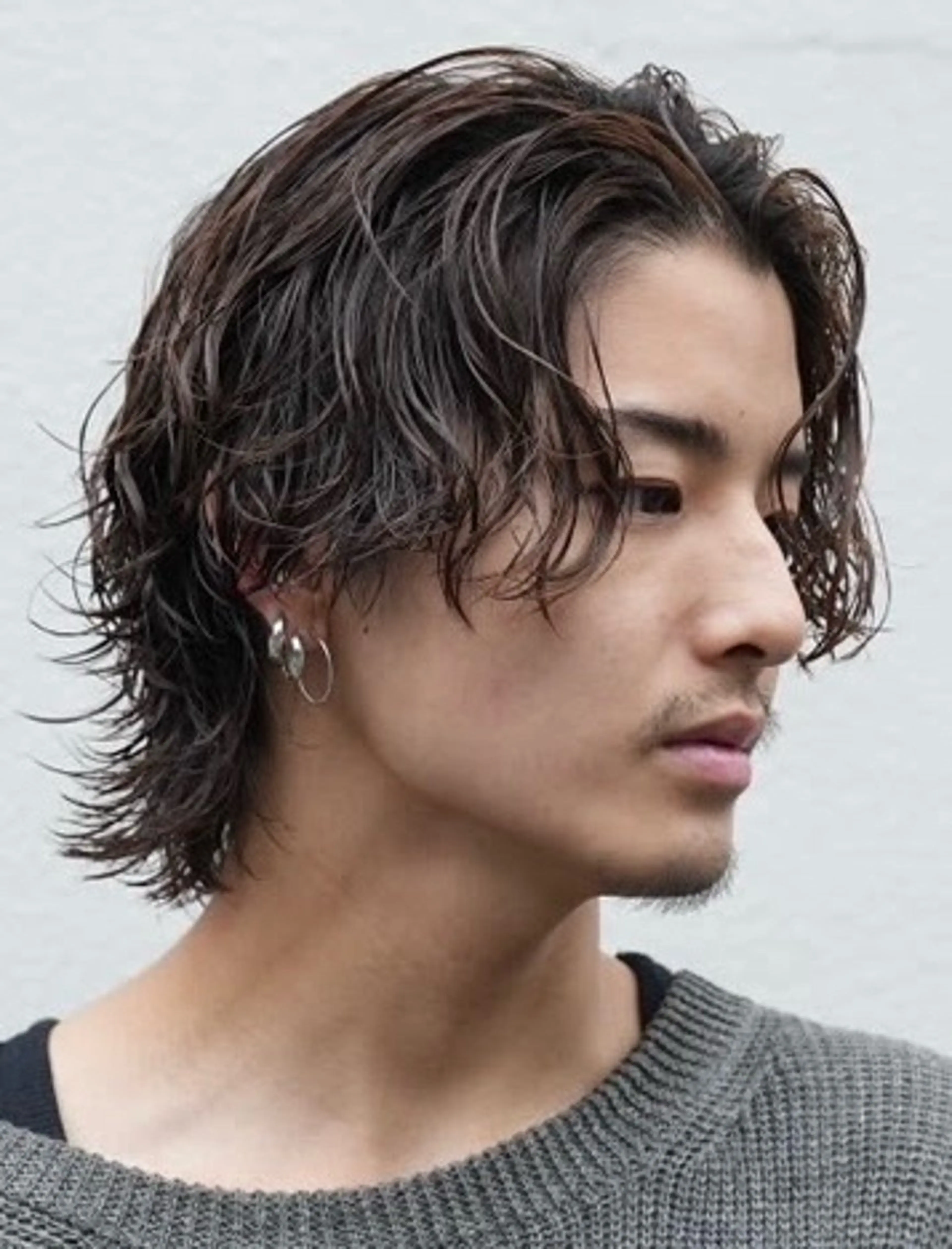 ミディアム パーマ メンズ カット パーマ fifth park 六反穂 龍介のヘアスタイル