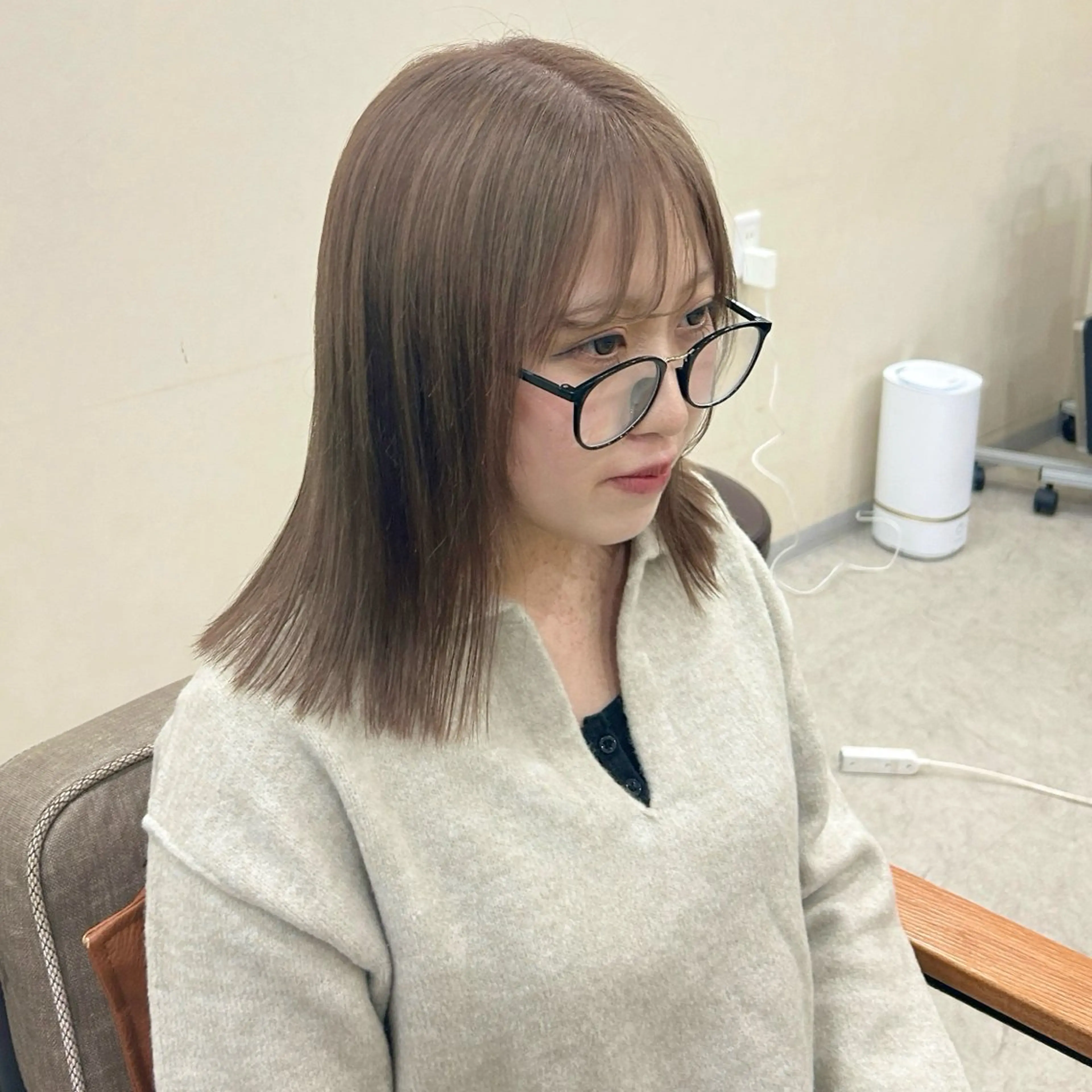 ミディアム カット ヘアカラー トリートメント MIDORI🎀 透明感/ベージュのヘアスタイル