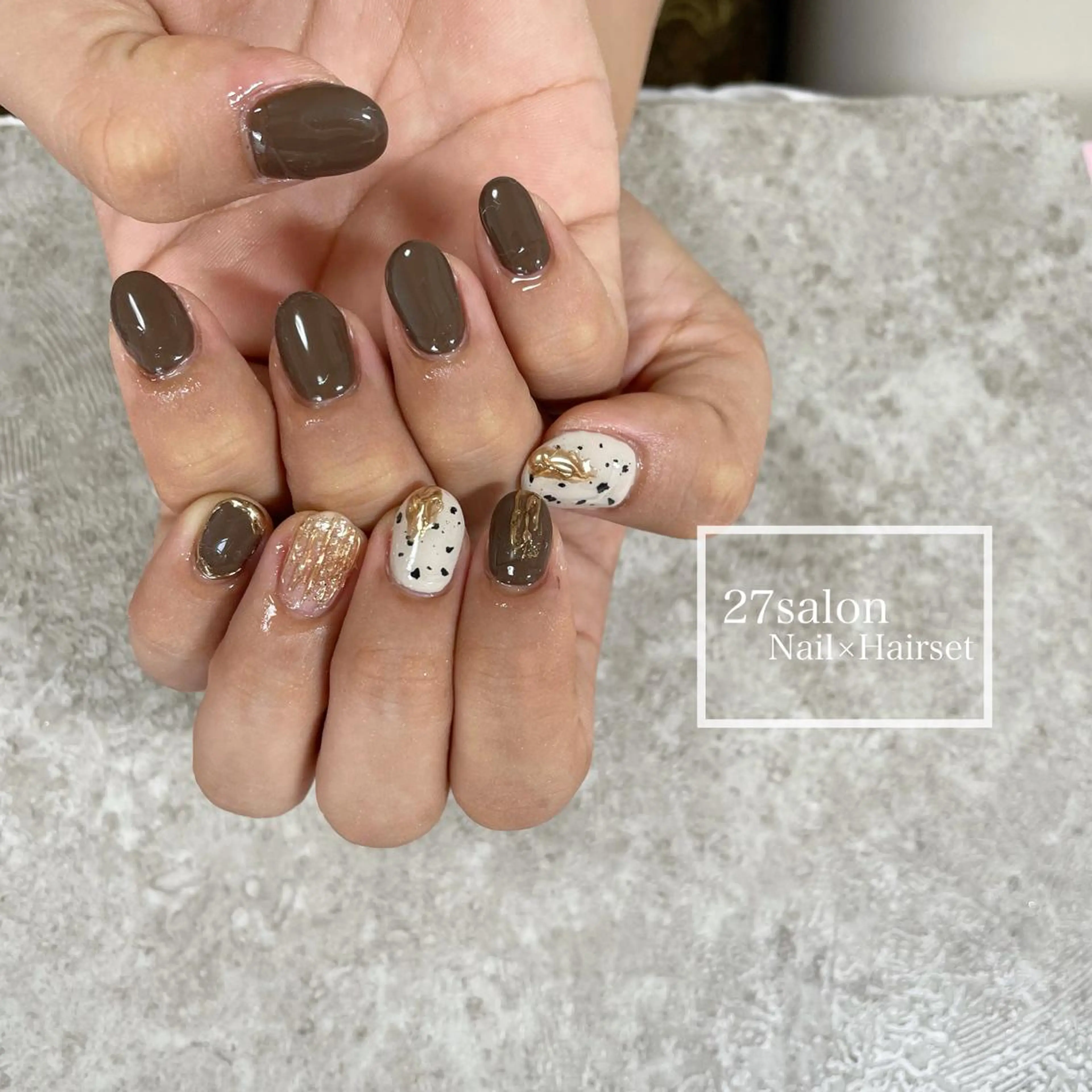 ネイル ブラウン 27salon yuinaのネイルデザイン