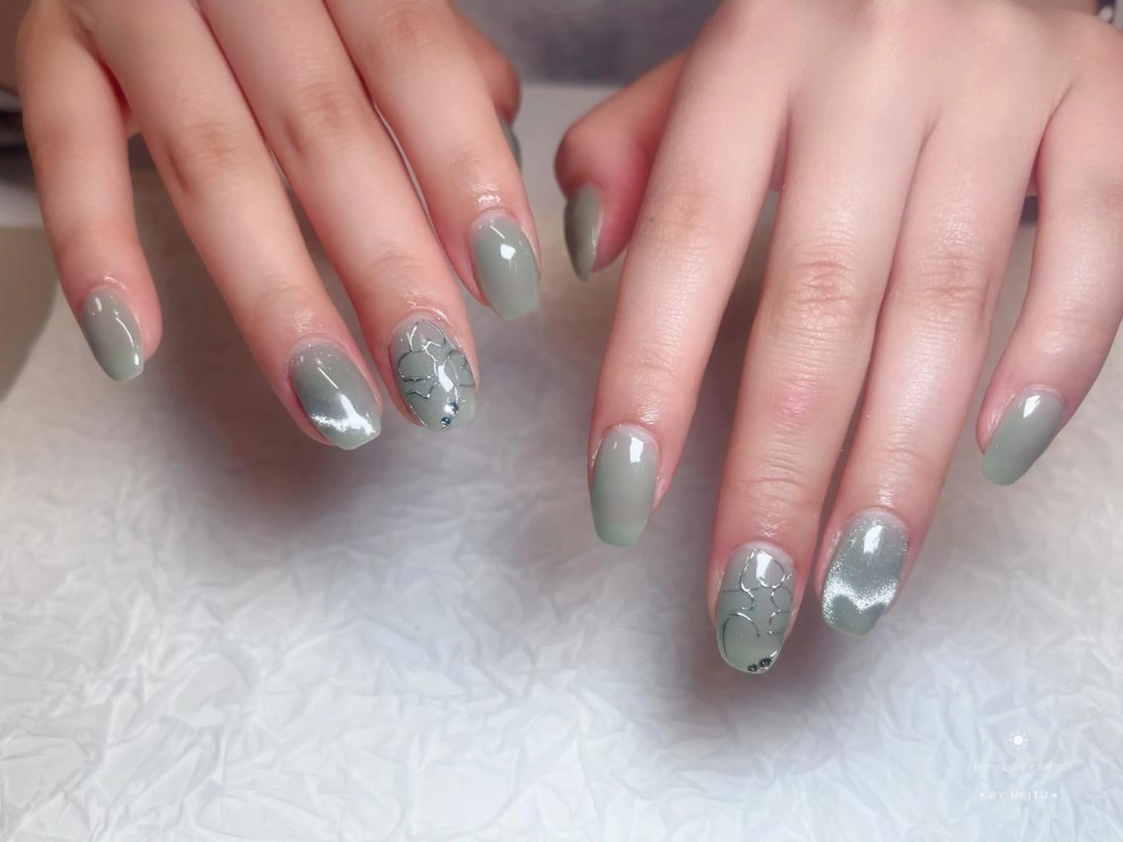 ネイル ブラウン 長さ出し 韓国ネイル 持ち込み ワンホンネイル AB マツエクネイルサロンのネイルデザイン