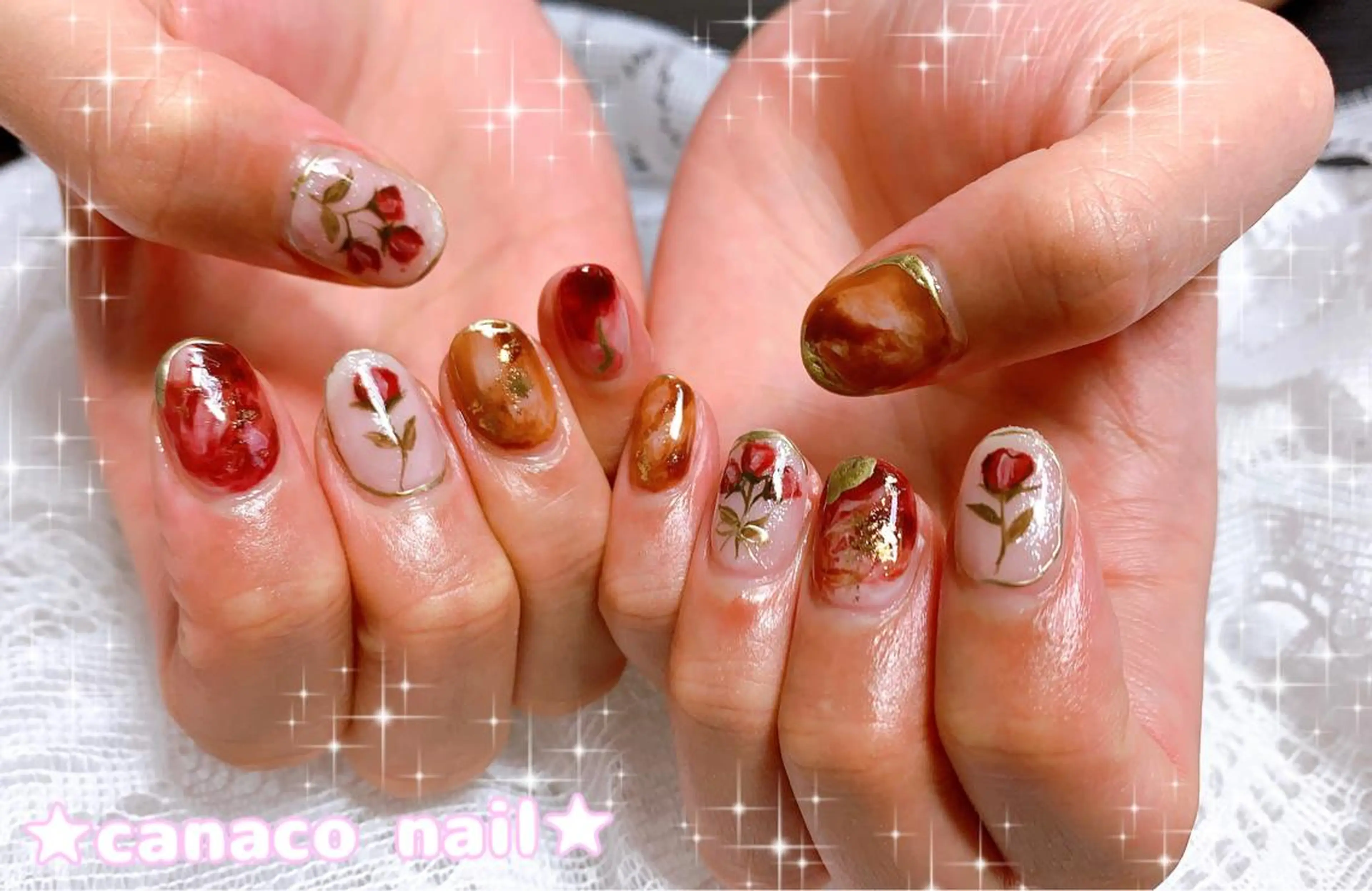ネイル アートネイル べっ甲ネイル ジェルネイル パラジェル ストーンネイル ハンドネイル ハンドケア ベテランネイル cnc  nailのネイルデザイン