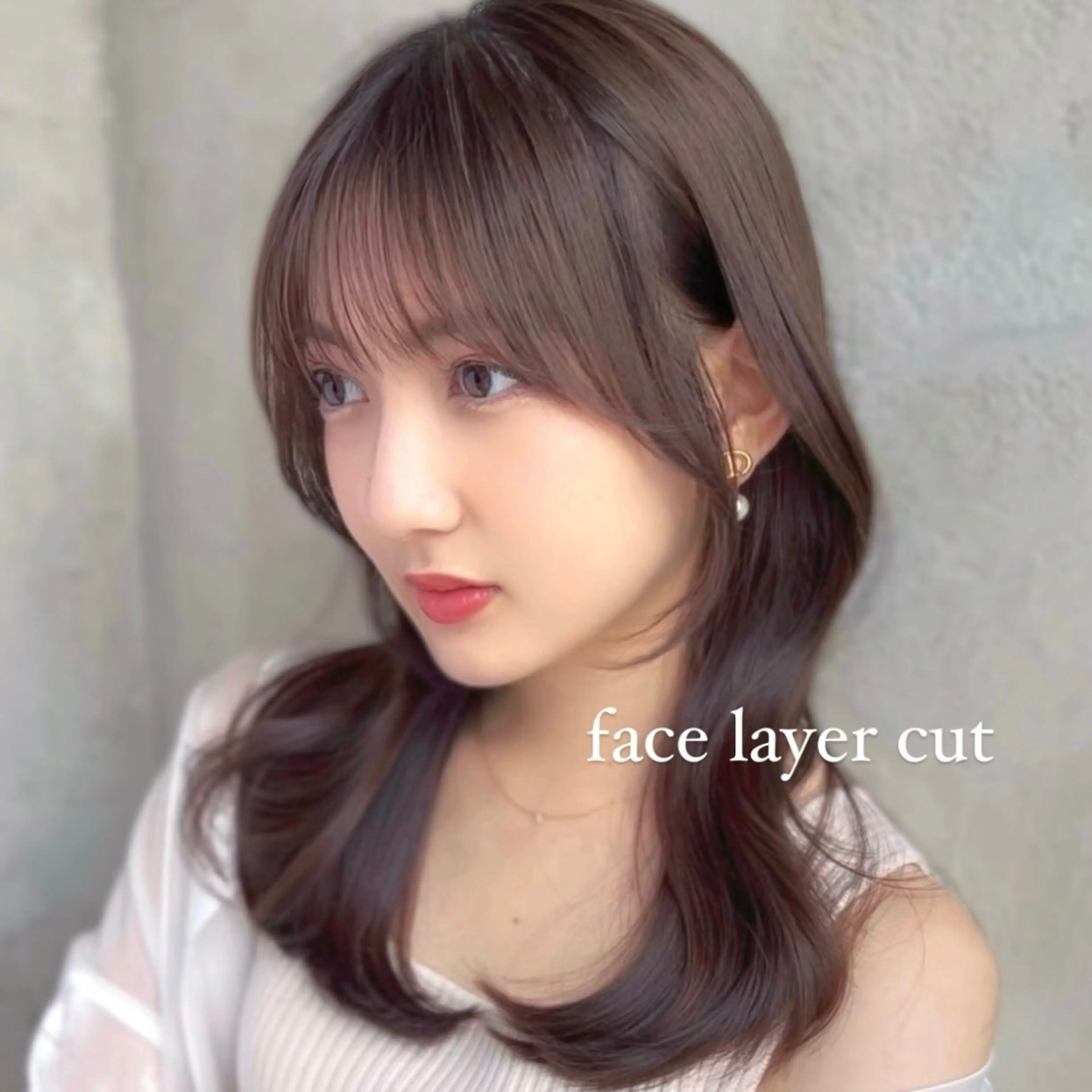 ミディアム カラー 小顔カット 日本一の小顔カット/ ボブ/顔周り/韓国のヘアスタイル