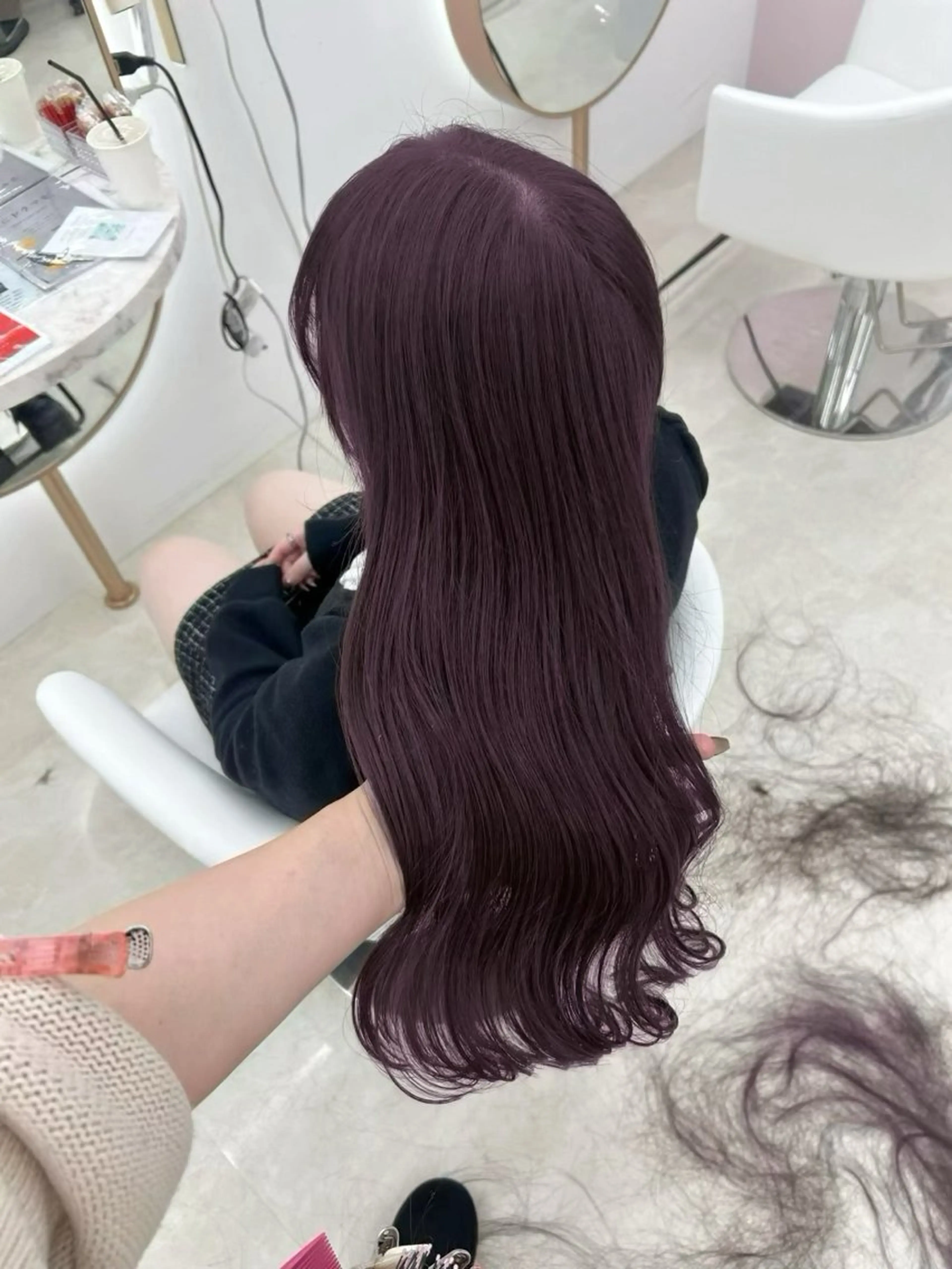 ロング カラー 透明感カラー ラベンダーカラー ヘアカラー トリートメント shu ラベンダー/ピンクのヘアスタイル