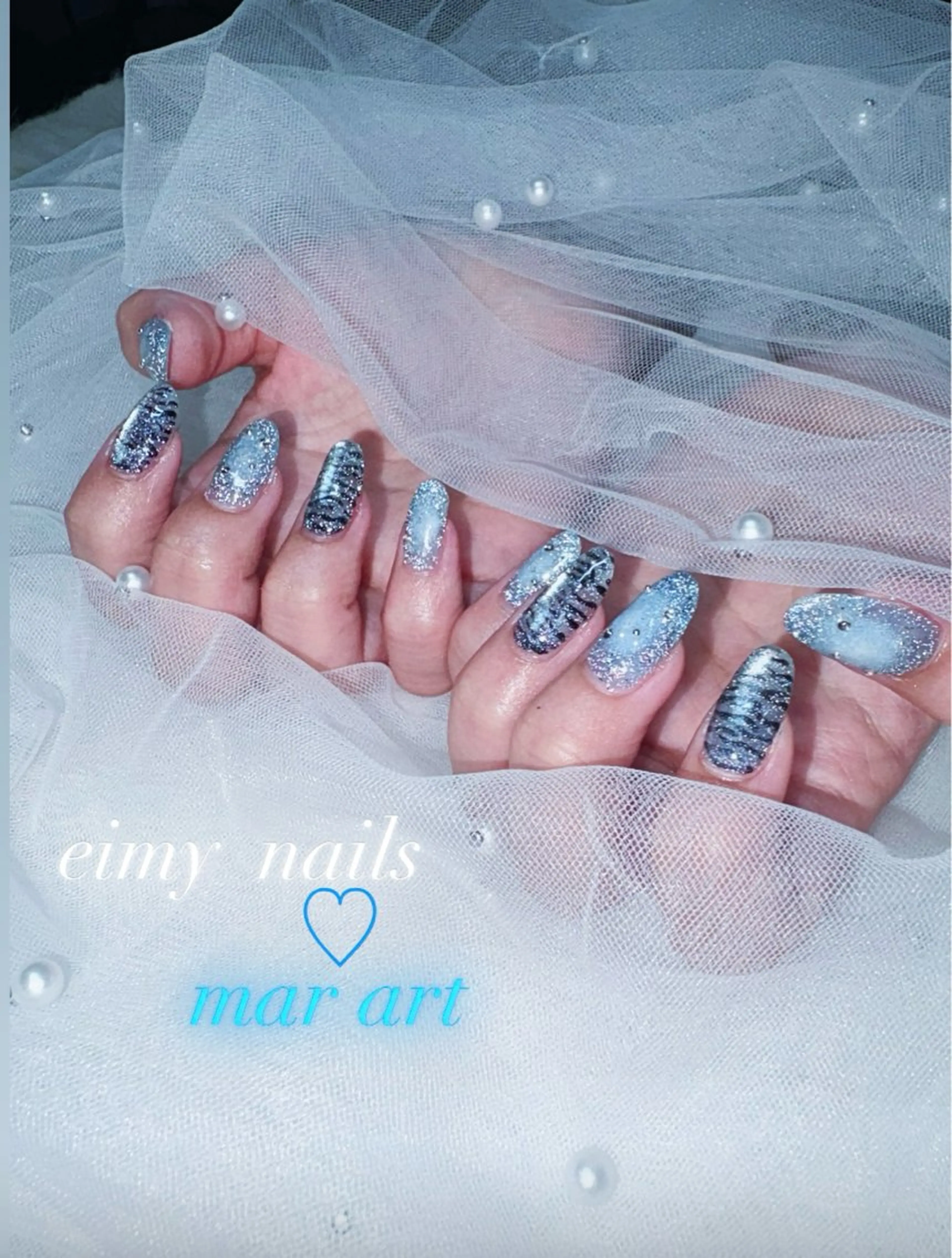 ネイル アニマル柄 アートネイル チークネイル フラッシュネイル ラメ(グリッター) ハンドネイル eimy nails♡のネイルデザイン