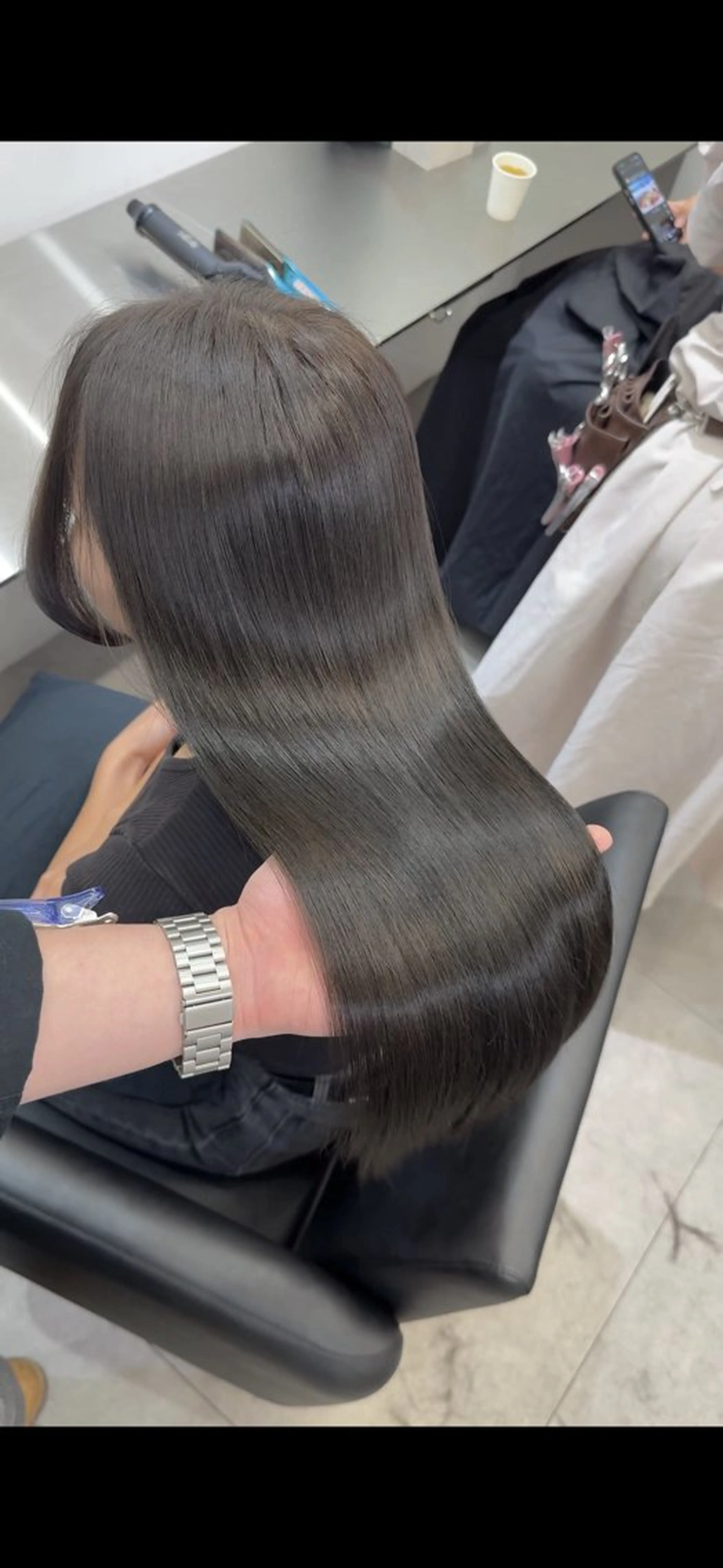 ロング ロングレイヤー 顔まわりレイヤー 髪質改善 韓国風ヘア レイヤーカット 髪質改善×縮毛矯正 Core 片山健太のヘアスタイル