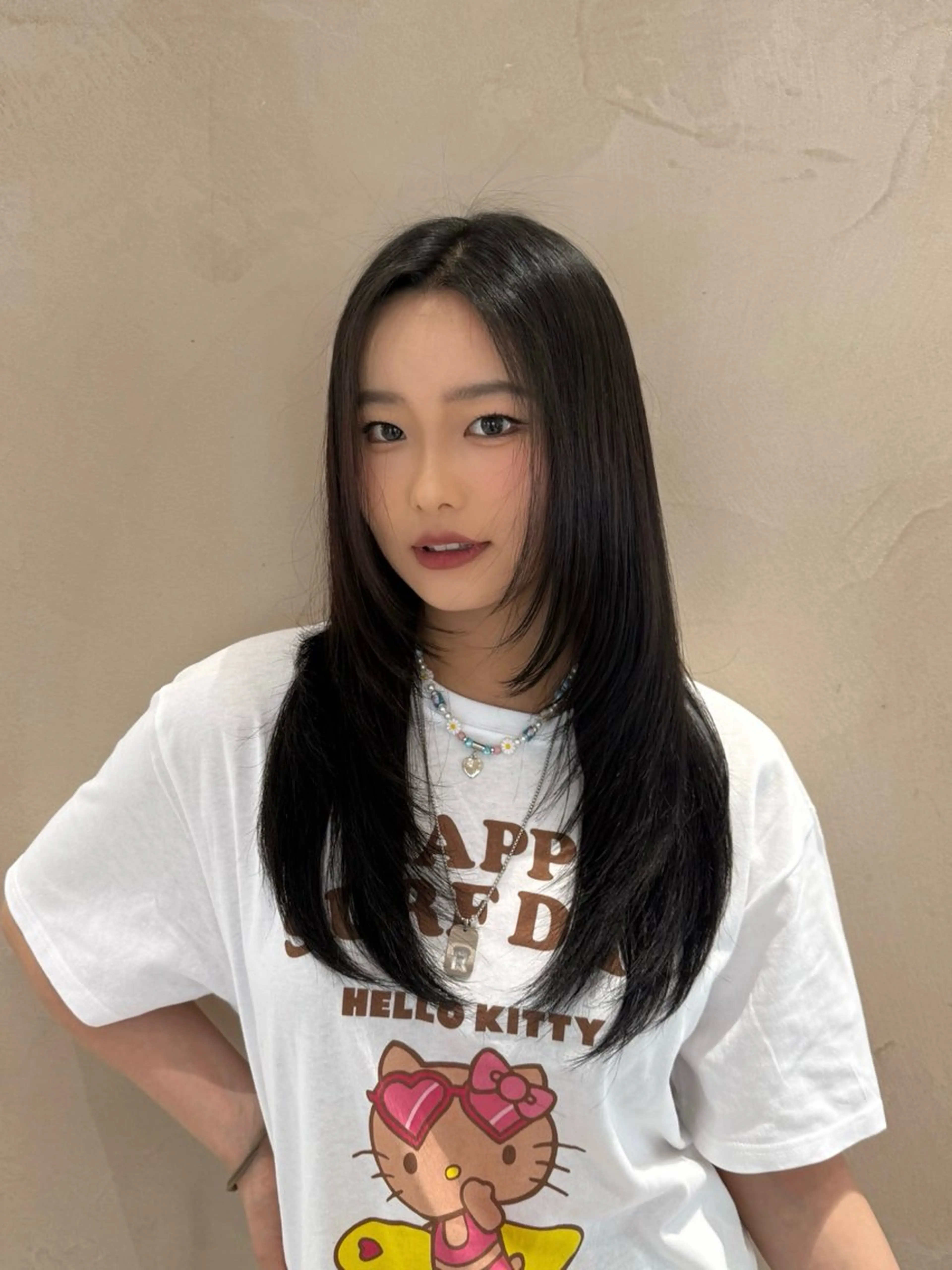 ミディアム カラー カット ヘアカラー トリートメント レイヤー/ベージュ ヒヨリ/渋谷のヘアスタイル