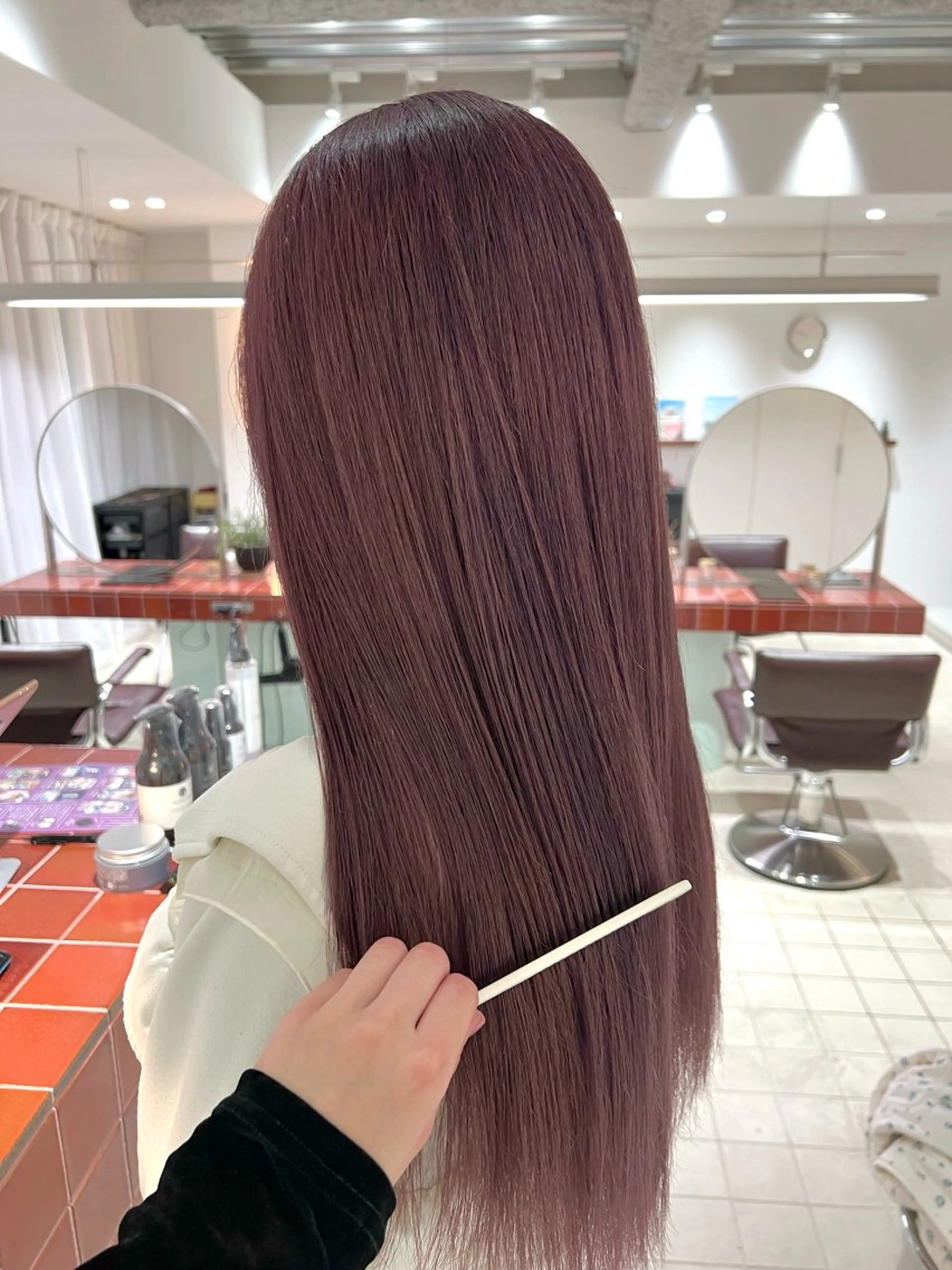 【ピンクブラウン🐰︎💗】髪質改善カラー+シャンプー+トリートメント🫧の写真