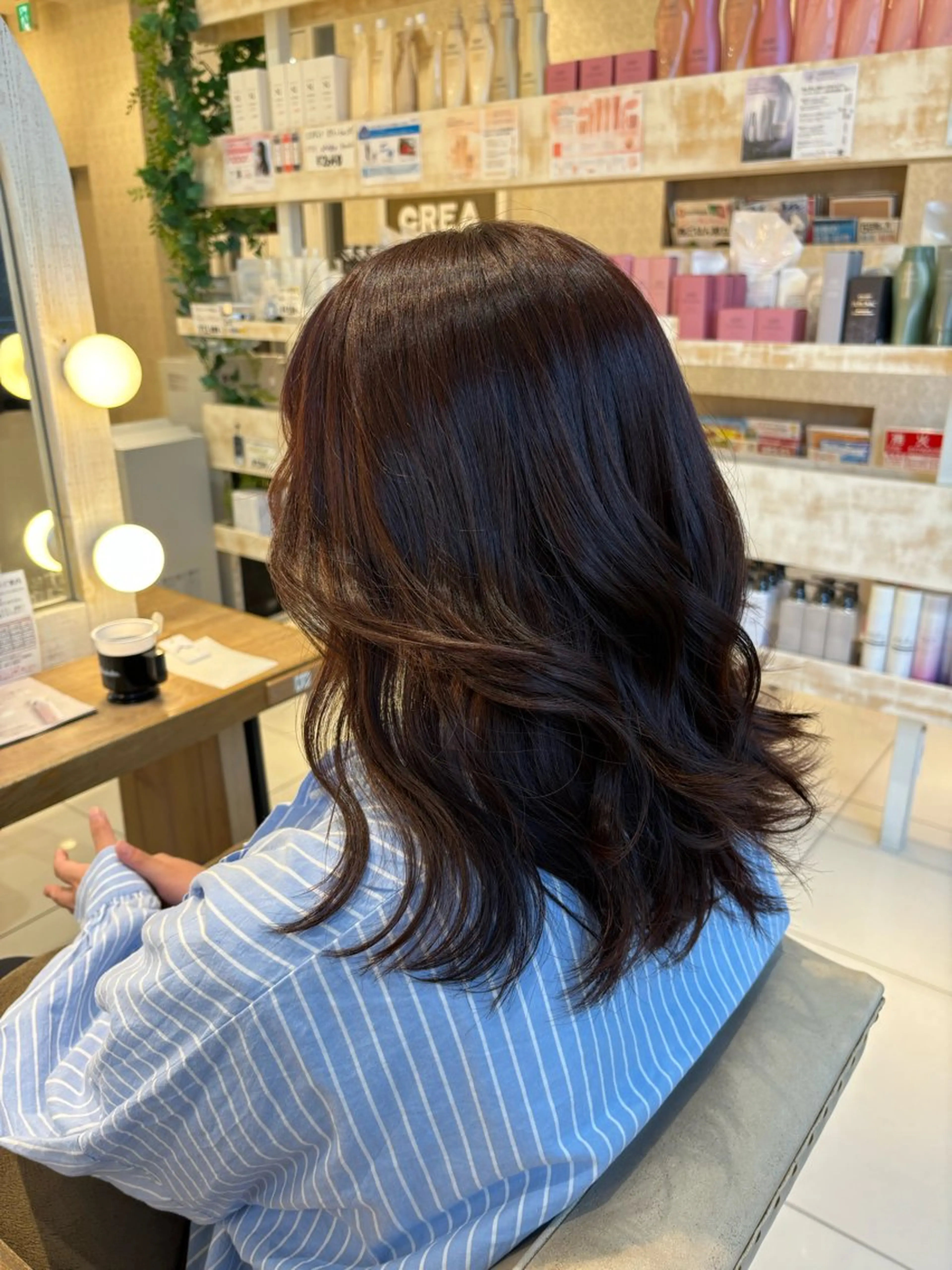 セミロング カラー ブリーチなしカラー/ 暖色カラー/艶カラーのヘアスタイル