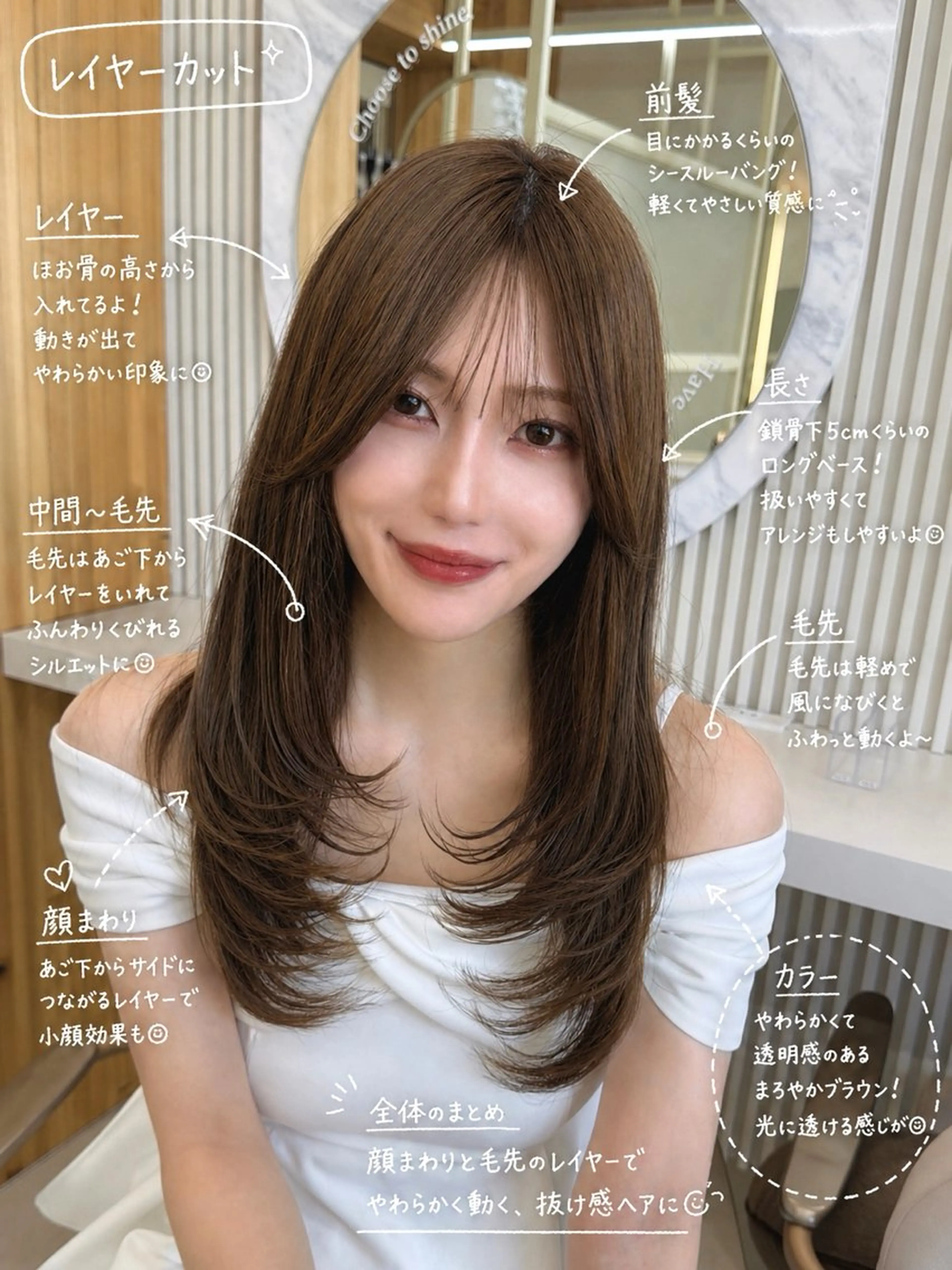 セミロング カット ヘアカラー トリートメント レイヤー/顔周り /韓国ヘア/TAKUのヘアスタイル