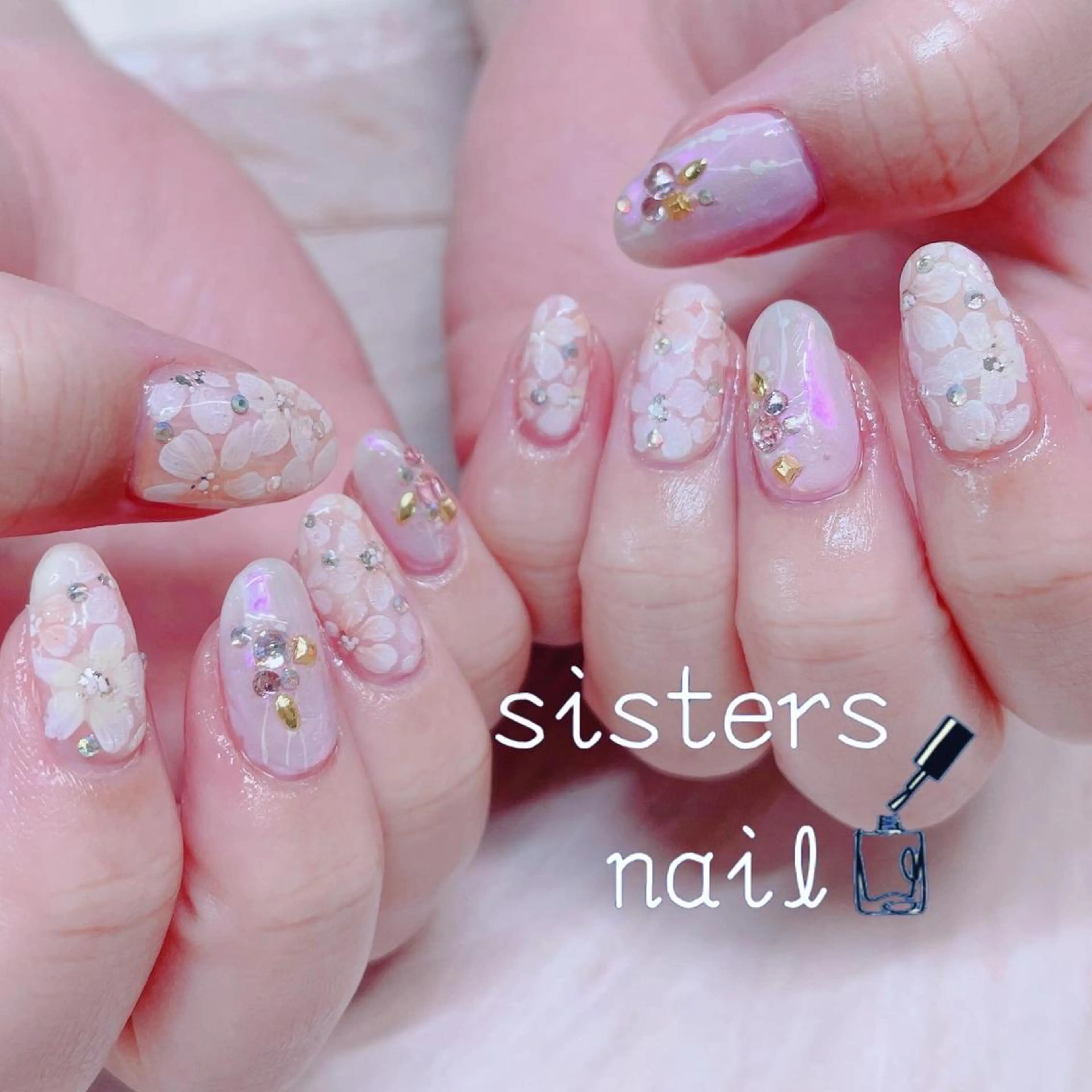 ネイル アートネイル フラワーネイル ニュアンスネイル オフィスネイル パステルネイル sisters nail.fのネイルデザイン