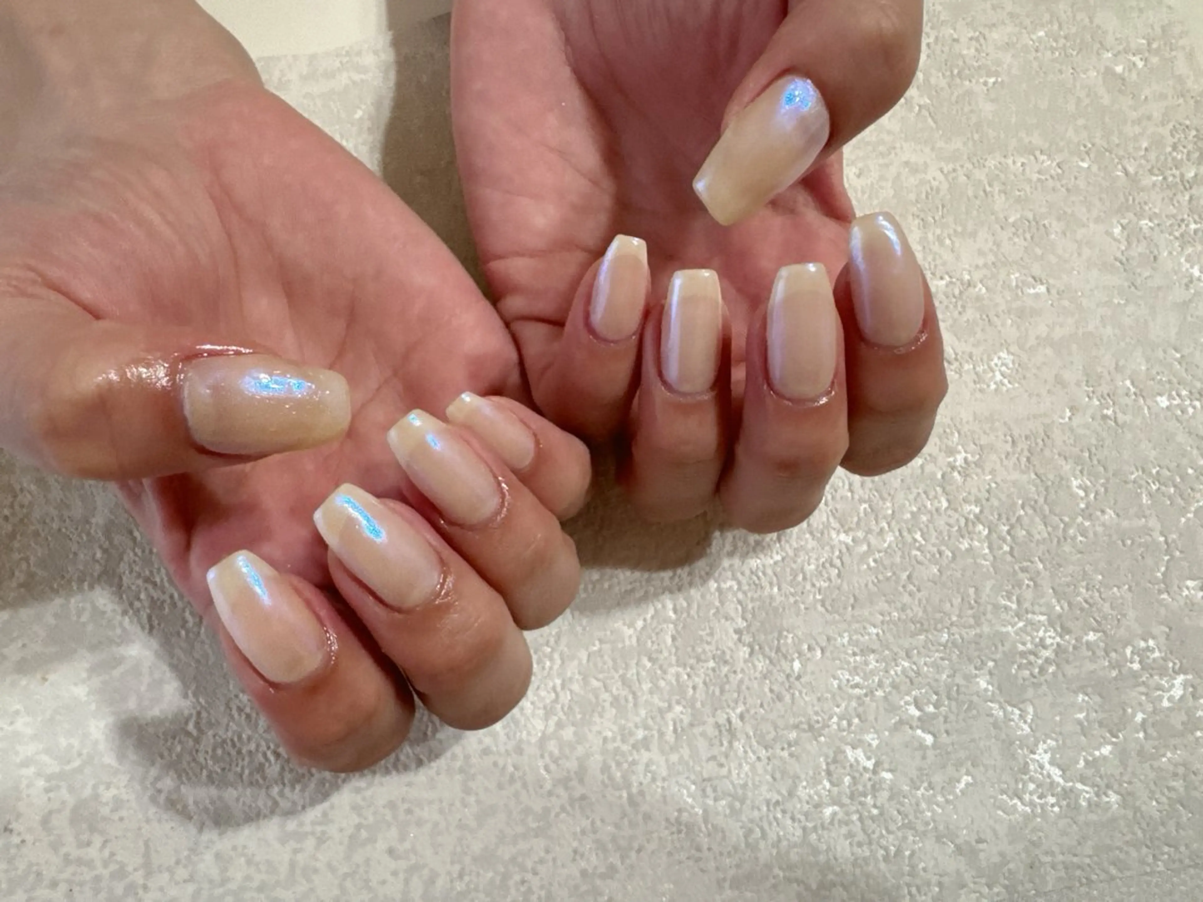 ネイル オーロラネイル ブルー フットネイル フレンチネイル ジェルネイル kikinail 溝の口のネイルデザイン