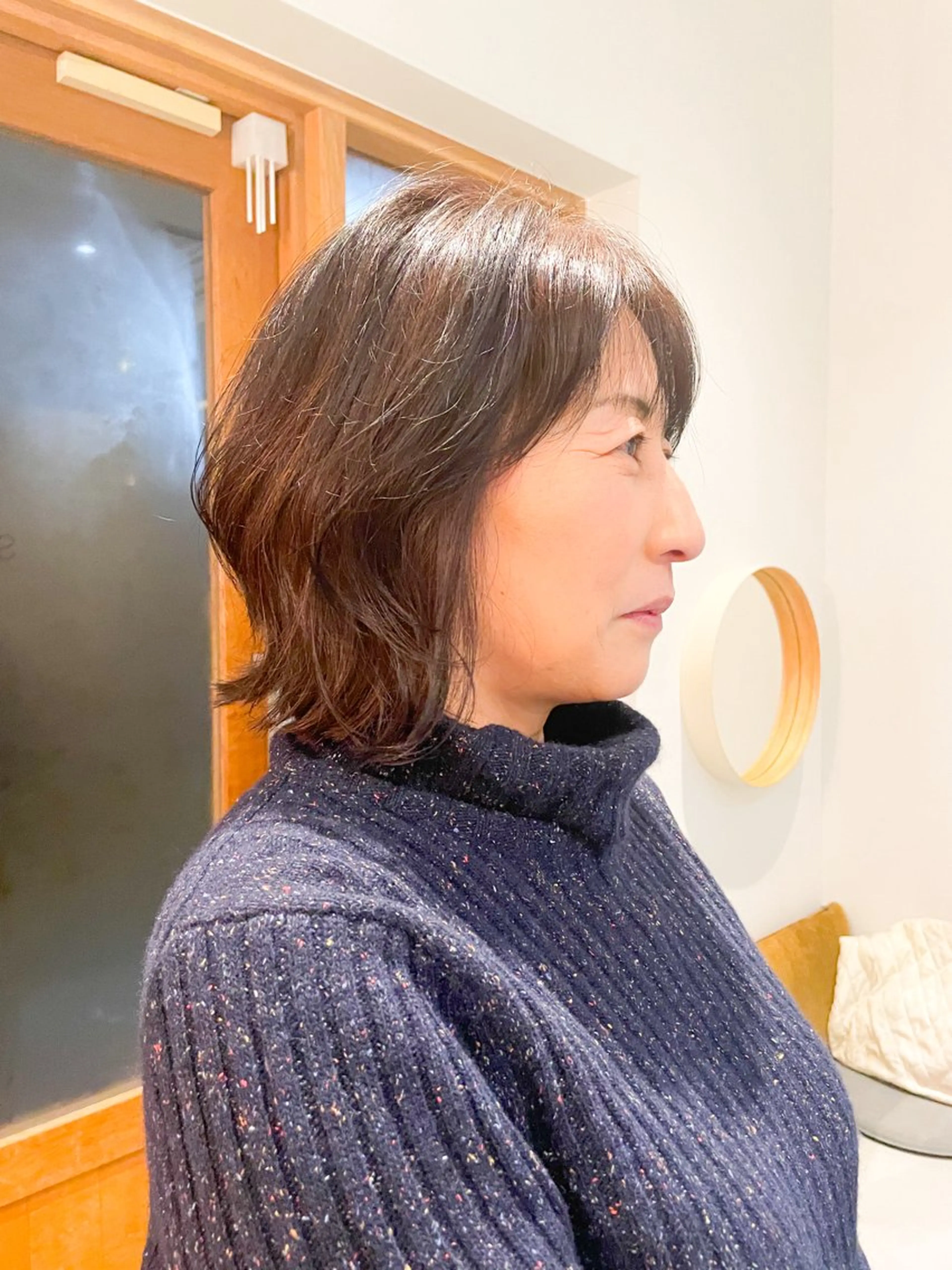 ミディアム ボブレイヤー ボブ レイヤーカット 外ハネヘア くびれミディアム/似 合わせ/鎌倉/edAのヘアスタイル