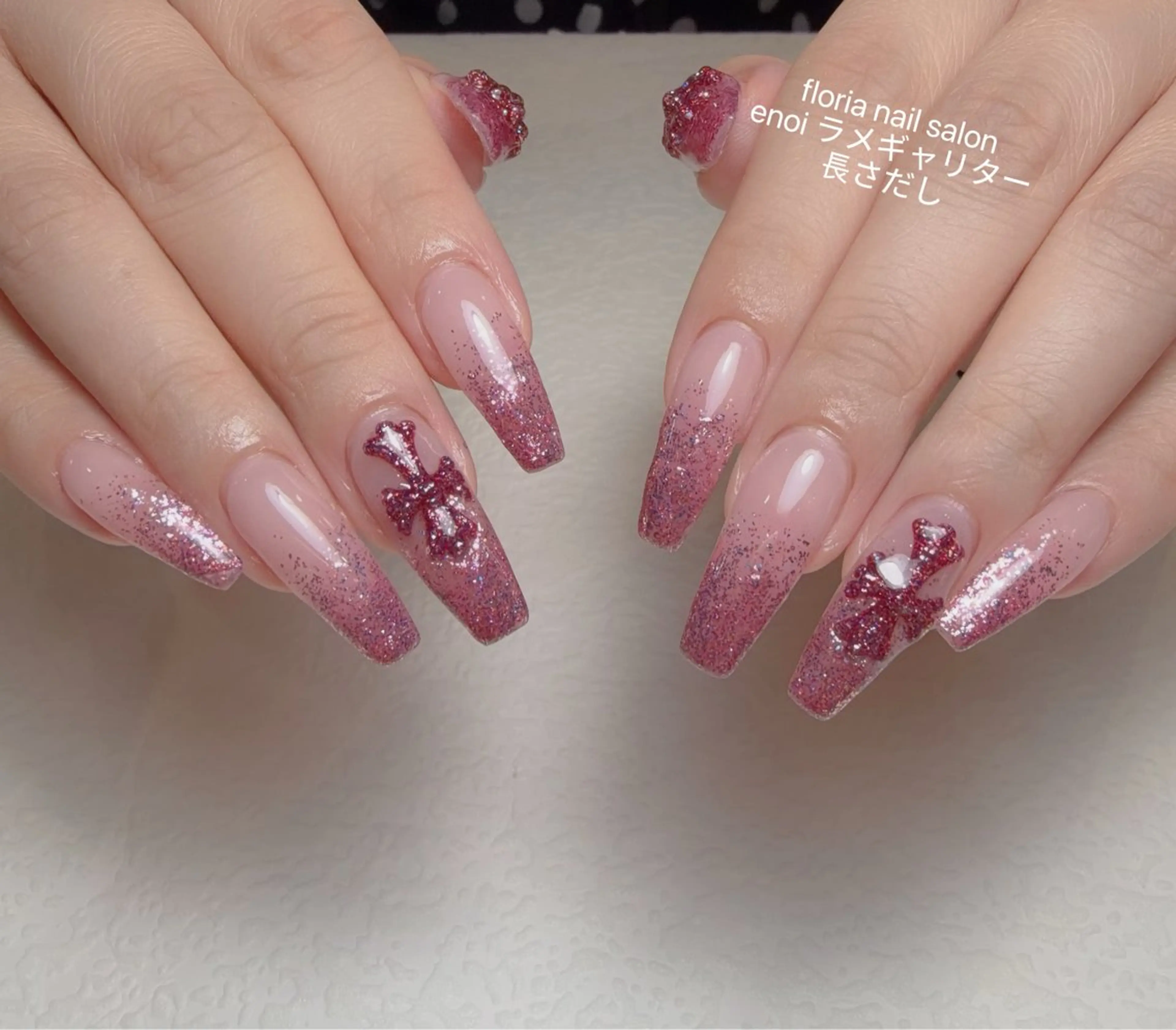 ネイル アートネイル チークネイル フラッシュネイル フレンチネイル ガラスフレンチ ハンドネイル Floria ユイのネイルデザイン