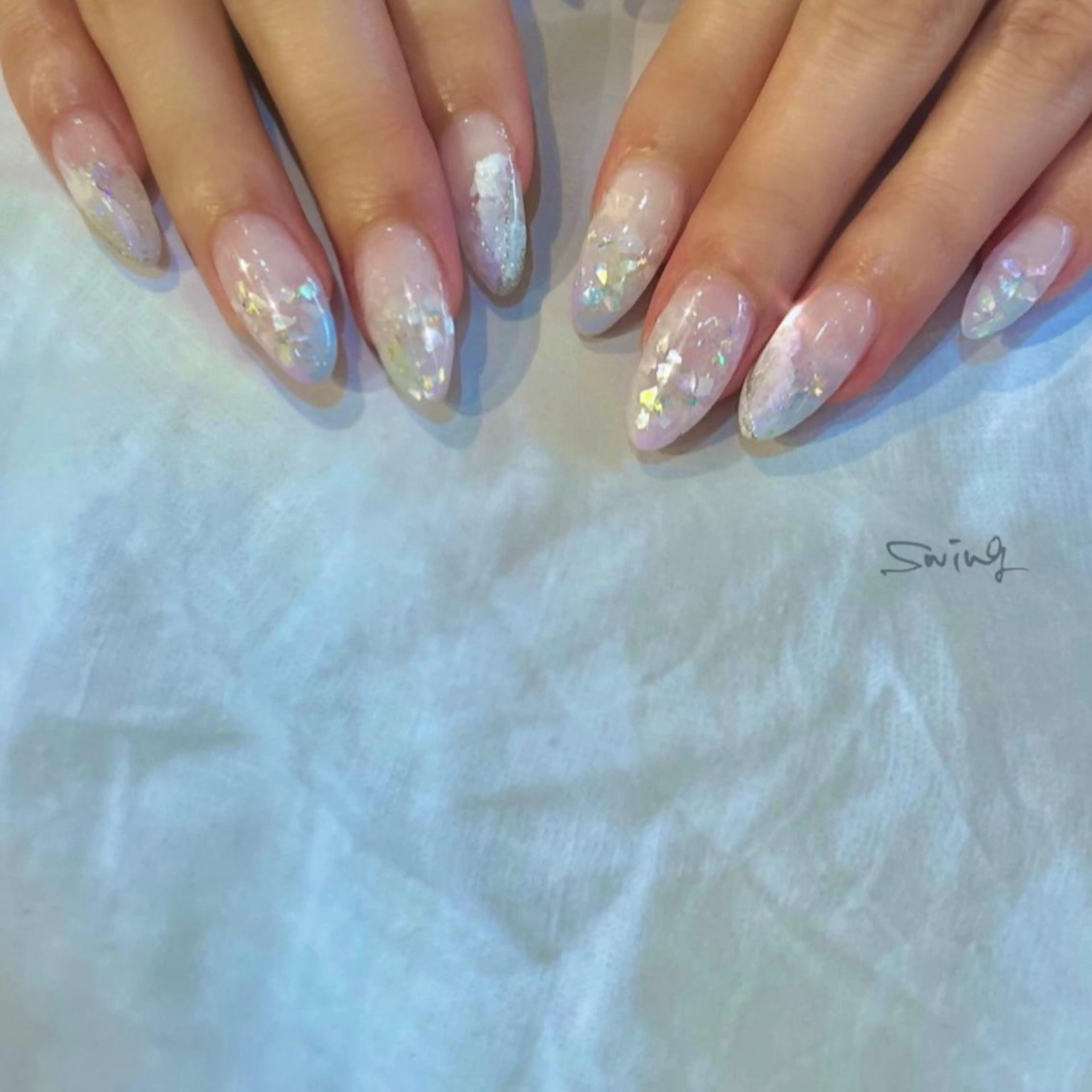 ネイル ブルー パープル ホワイト SWING Nail Salon所属・Yoshida Takakoのネイルデザイン