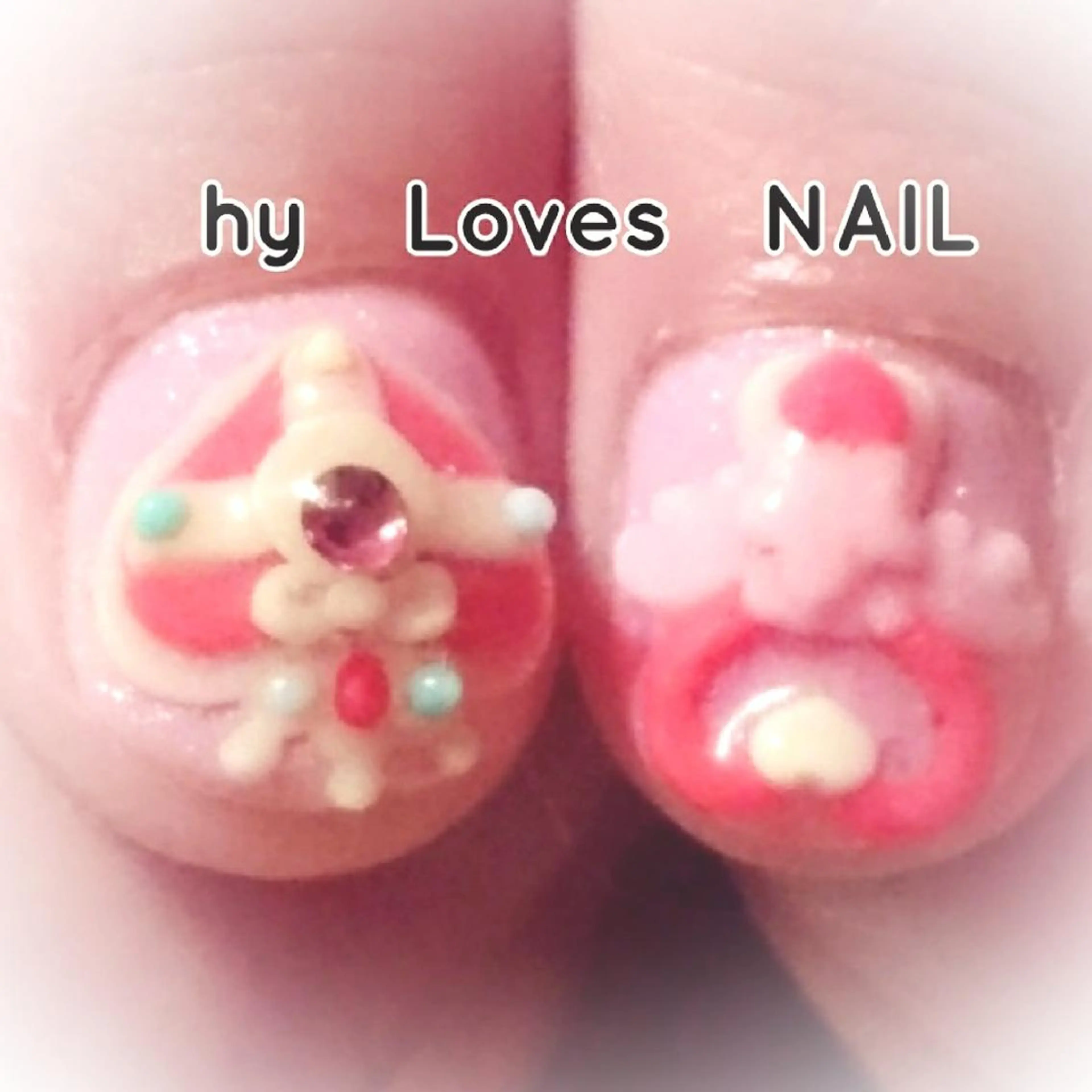 ネイル ジェルネイル ハート ショートネイル ストーンネイル ハンドネイル よしだ ひろきのネイルデザイン