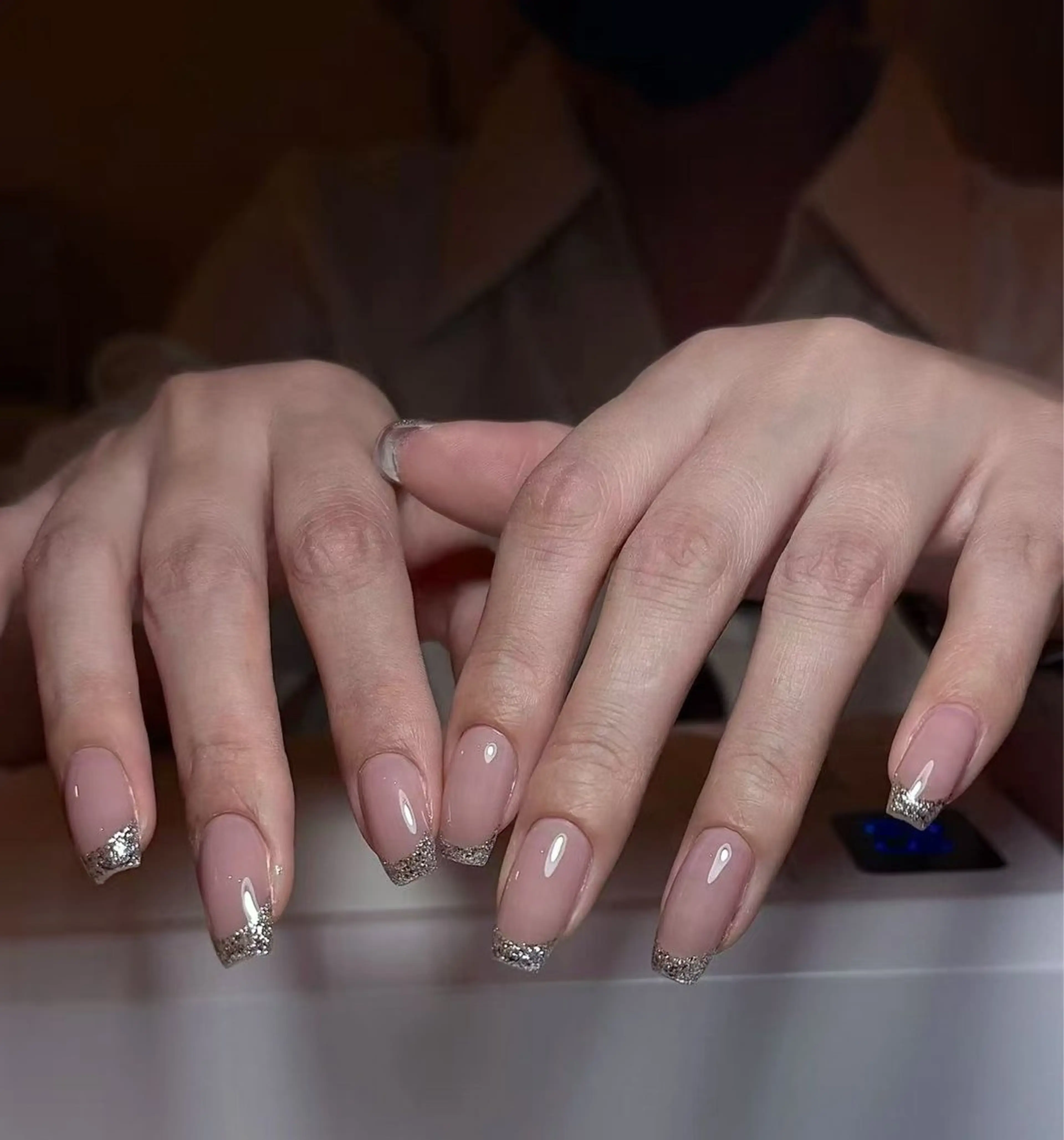 ネイル フラワーネイル フレンチネイル ジェルネイル ガラスフレンチ ハート ハンドネイル BabyYouMi nailのネイルデザイン