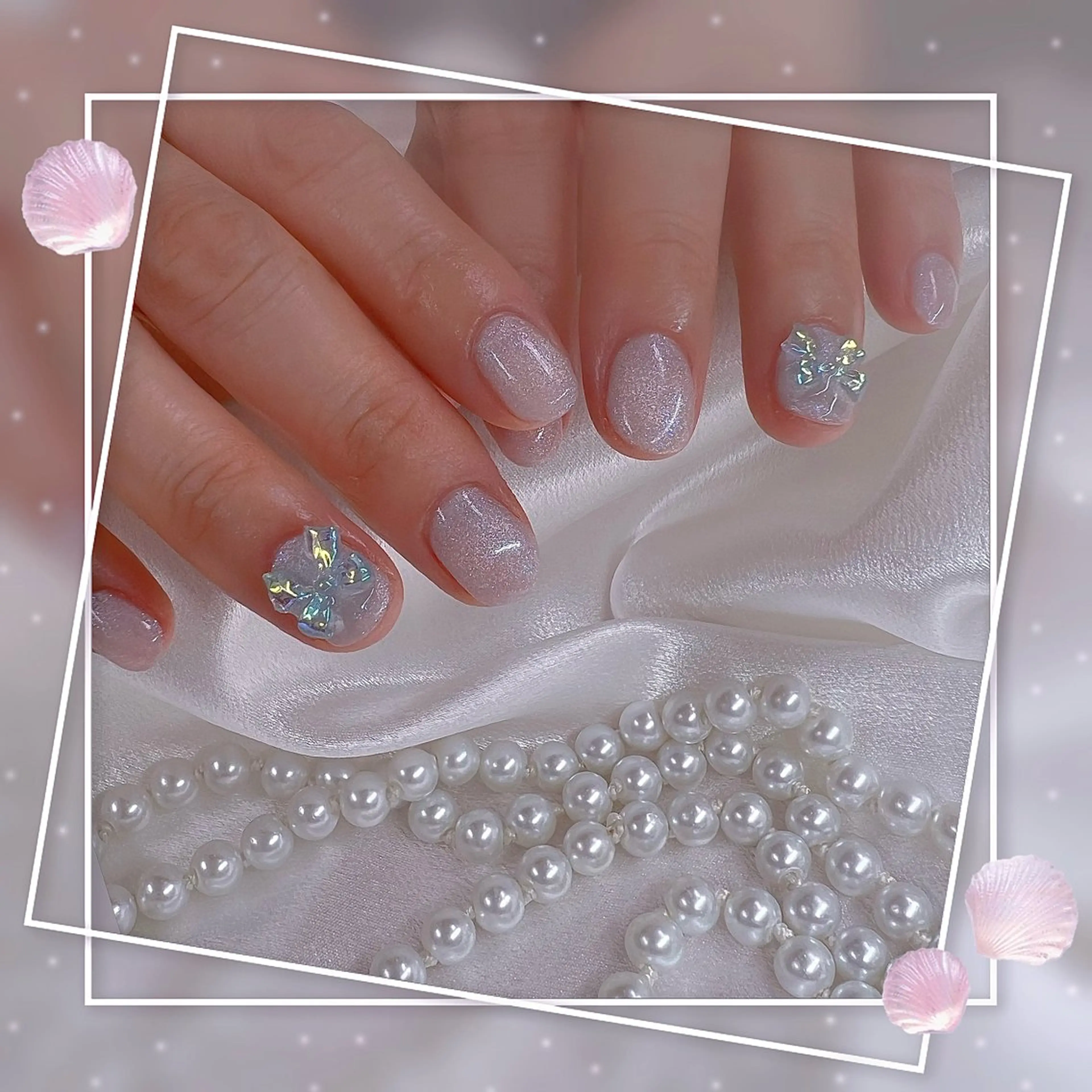 ネイル フレンチネイル グラデーション キラキラネイル 韓国ネイル マグネットネイル Chill Nailsalonのネイルデザイン