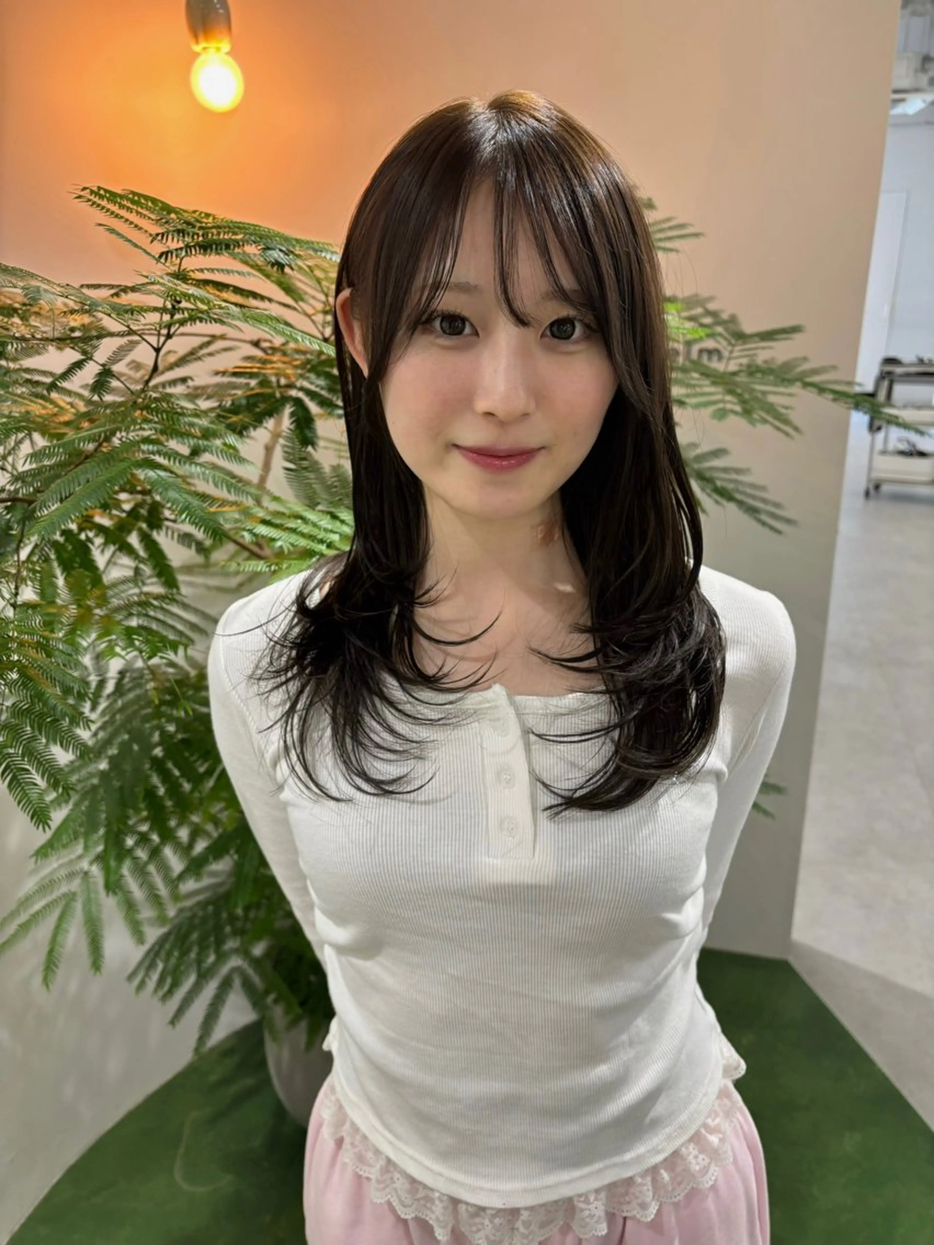 ロング カラー ベージュカラー オリーブベージュ ハッシュカット ヘアカラー MAKI/名駅/ セット/透明感カラーのヘアスタイル