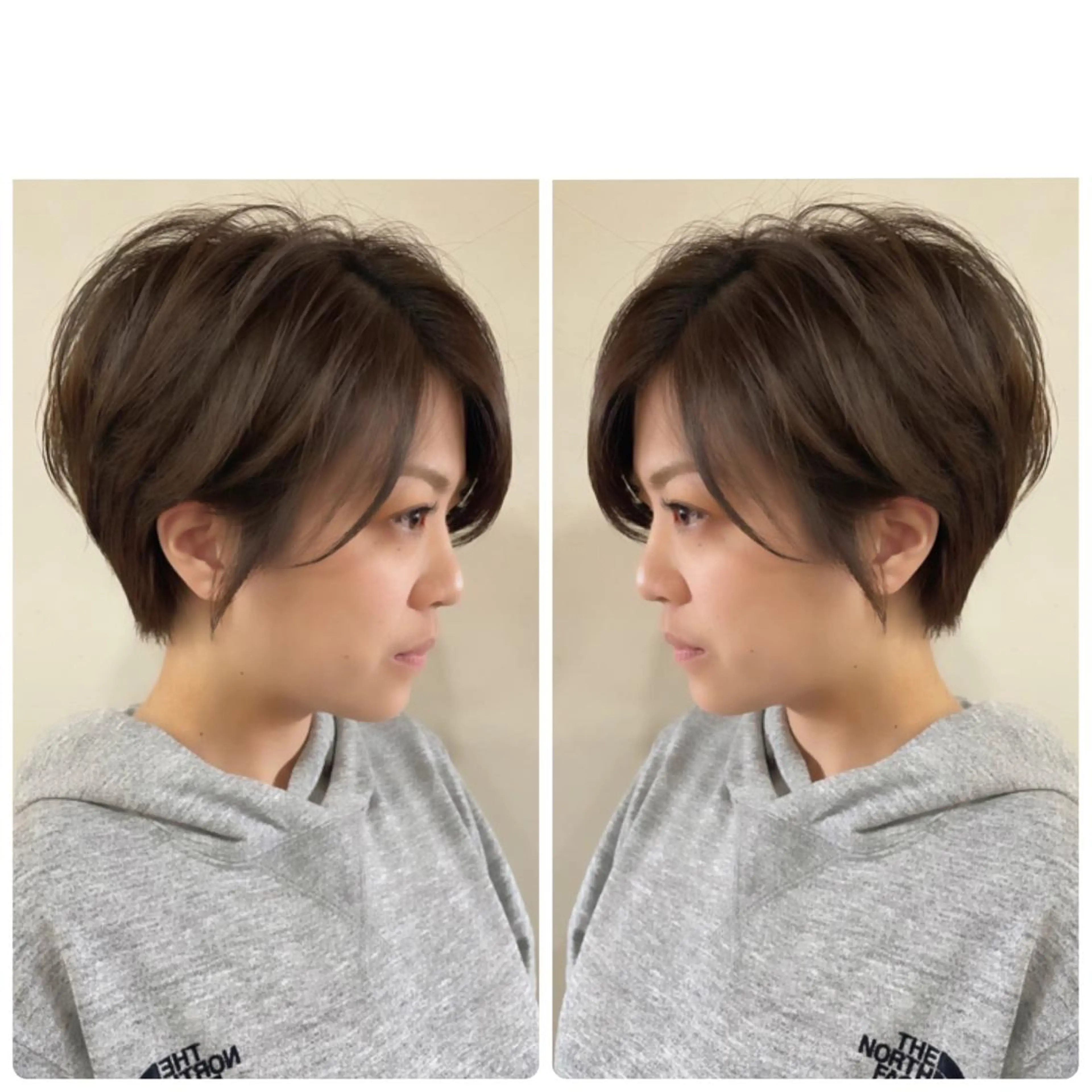 ショート カラー ショートボブ ハンサムショート 丸みショート デザインカラー ハイライトカラー カット ヘアカラー 京都大人女性ショート 徒歩1分/秋山のヘアスタイル