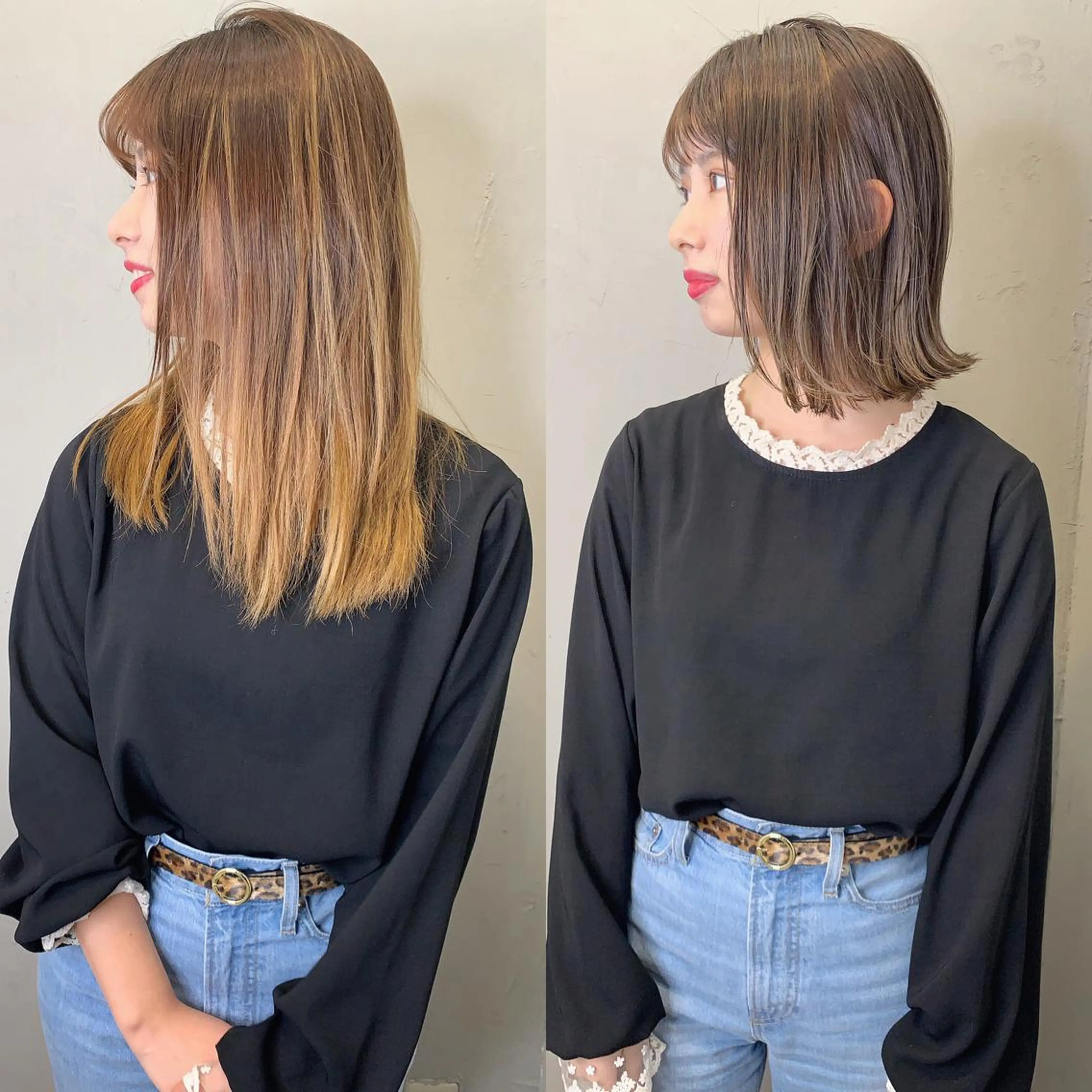 ミディアム カラー カット ヘアカラー YUSUKE レイヤーカットカラーのヘアスタイル