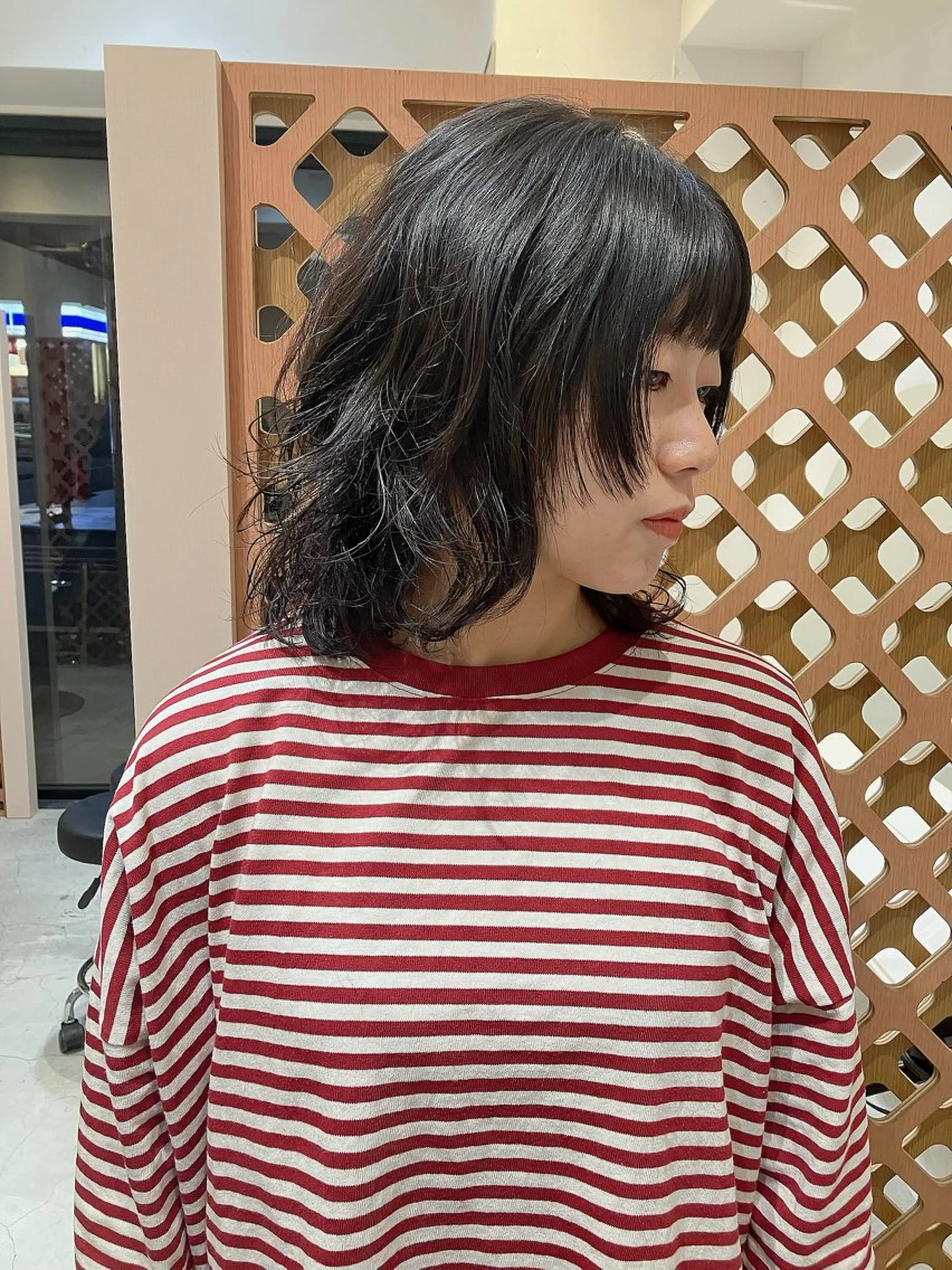 ミディアム パーマ ミディアムパーマ ボブ ニュアンスパーマ カット パーマ 川間 将彦のヘアスタイル