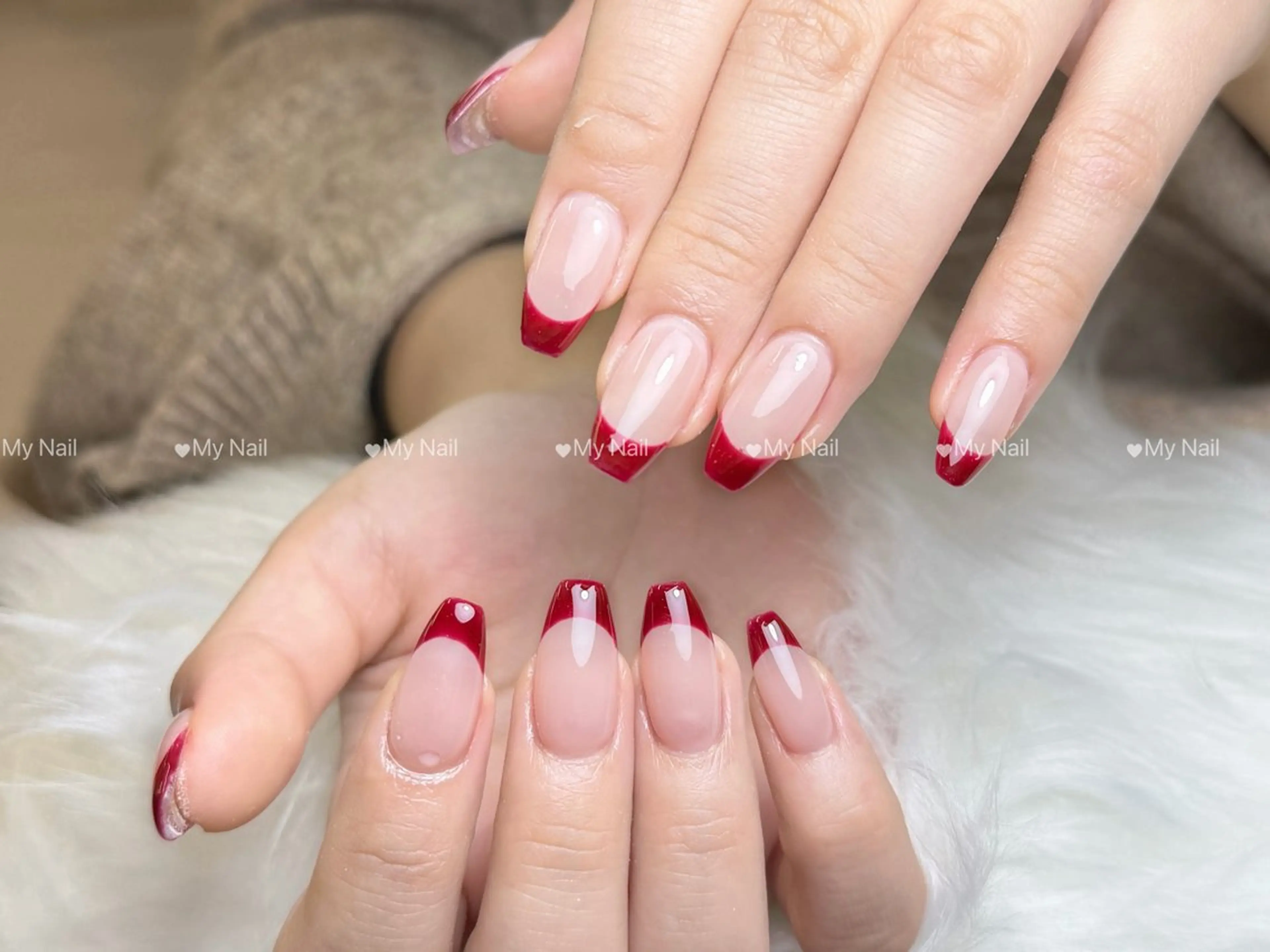 ネイル フレンチネイル 赤色 ハンドネイル My Nail Salonのネイルデザイン