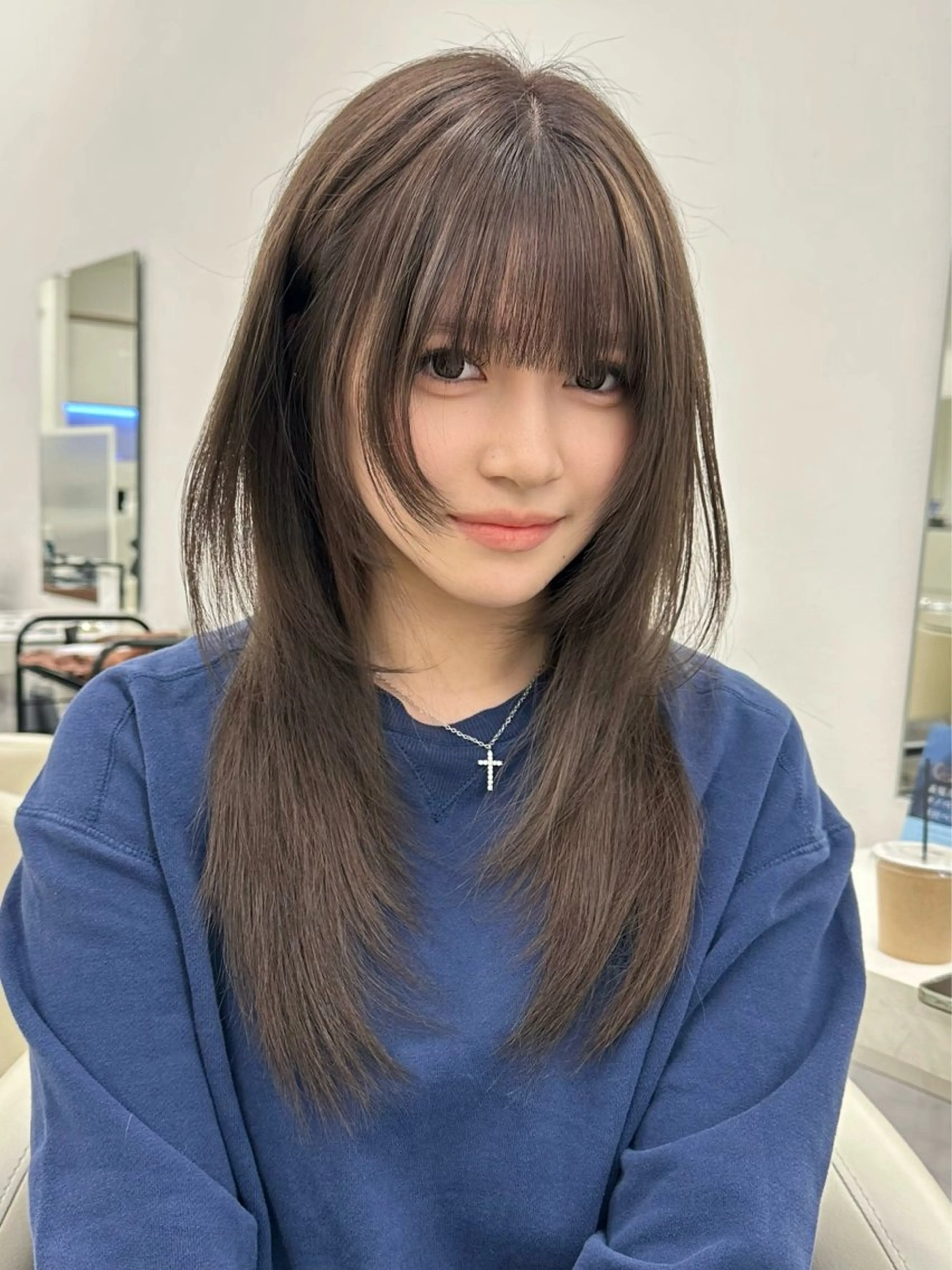 ロング カラー ブリーチ 透明感カラー グレージュ オリーブグレージュ オリーブグレー 平成ギャル×韓国 mix💖MIKUのヘアスタイル