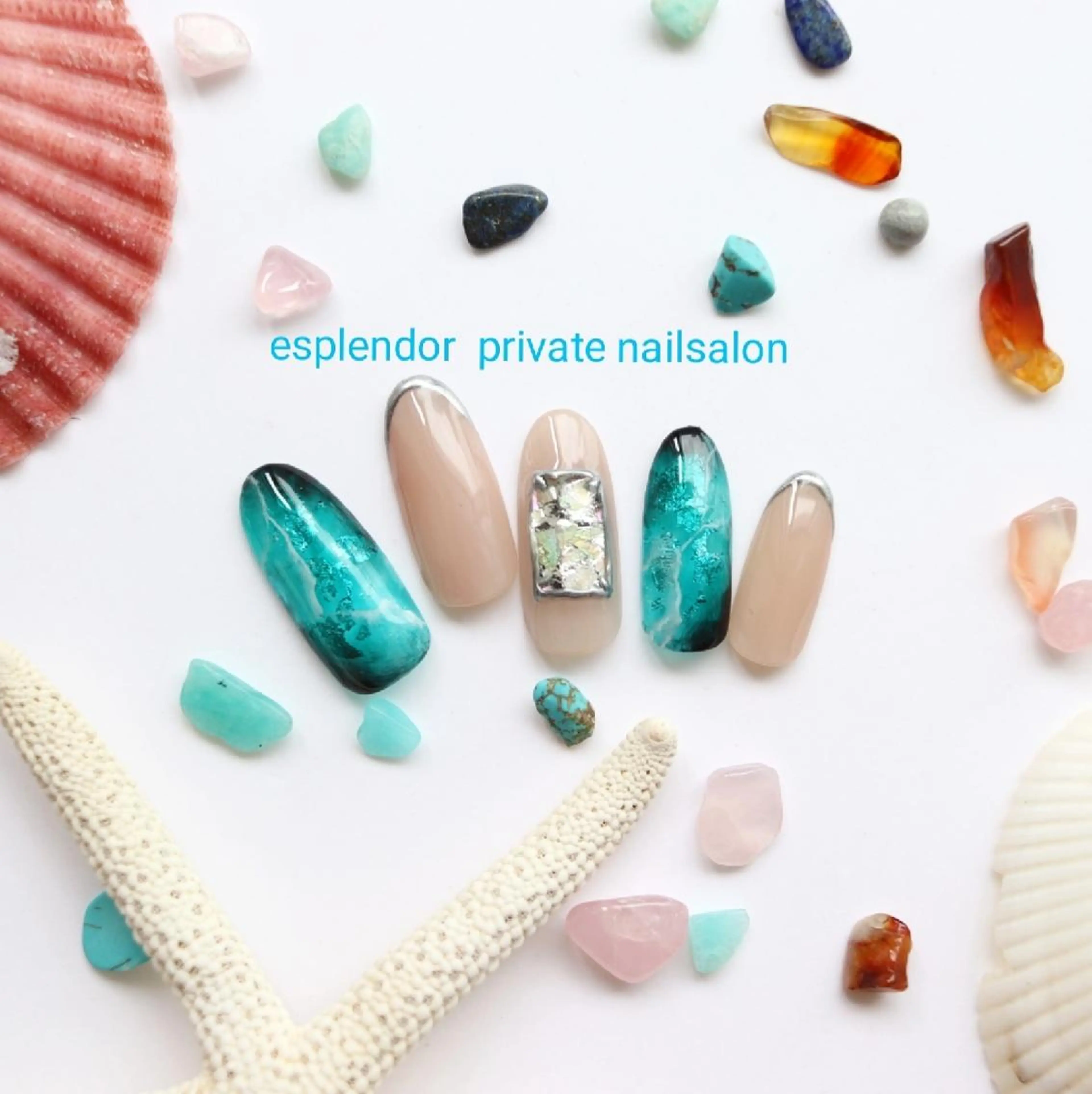 ネイル ブルー クリアネイル ニュアンスネイル ハンドネイル ハンドケア esplendor  小野寺のネイルデザイン