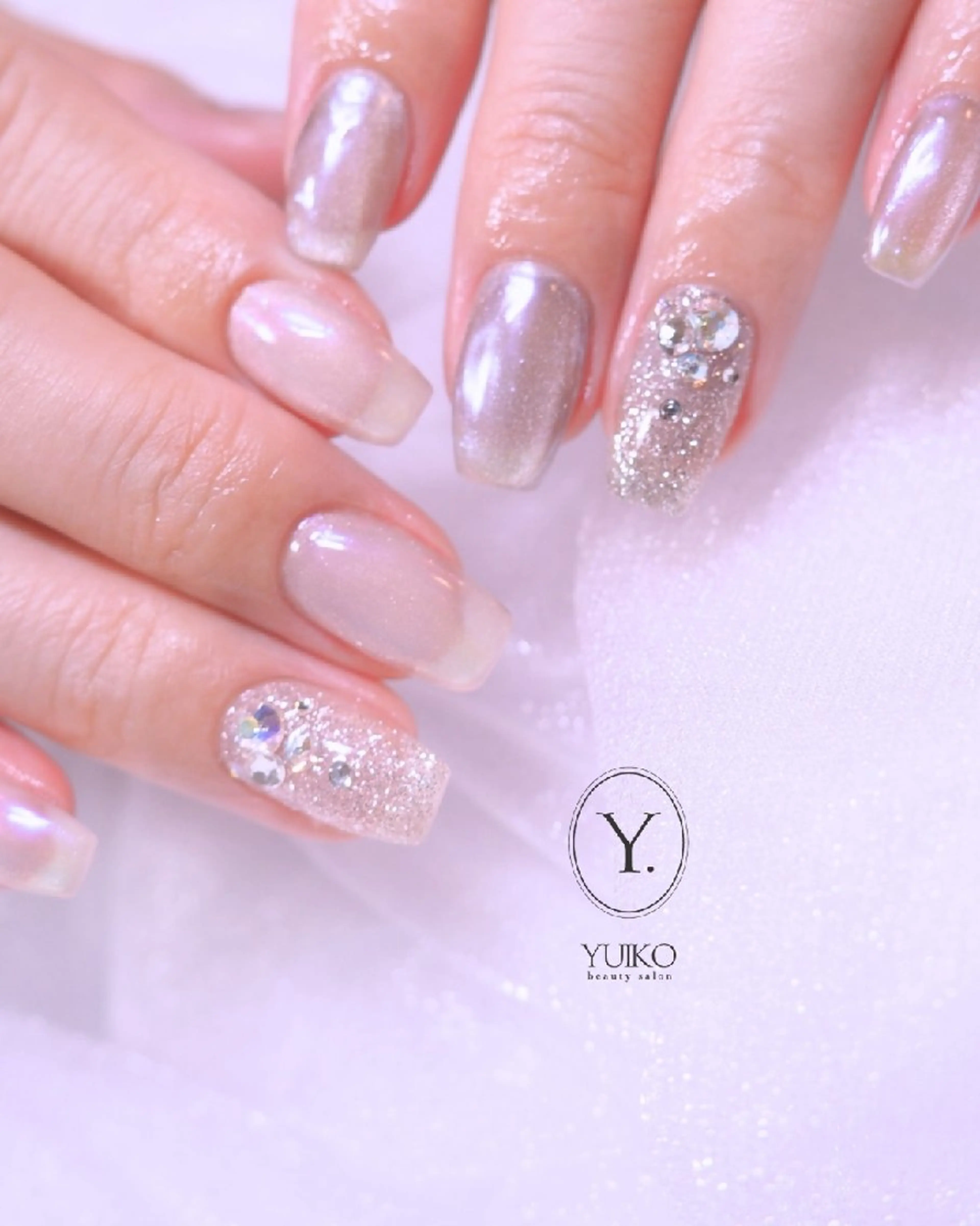 ネイル 氷ネイル・うるうるネイル マグネットネイル ハンドネイル YUIKO _nail のネイルデザイン