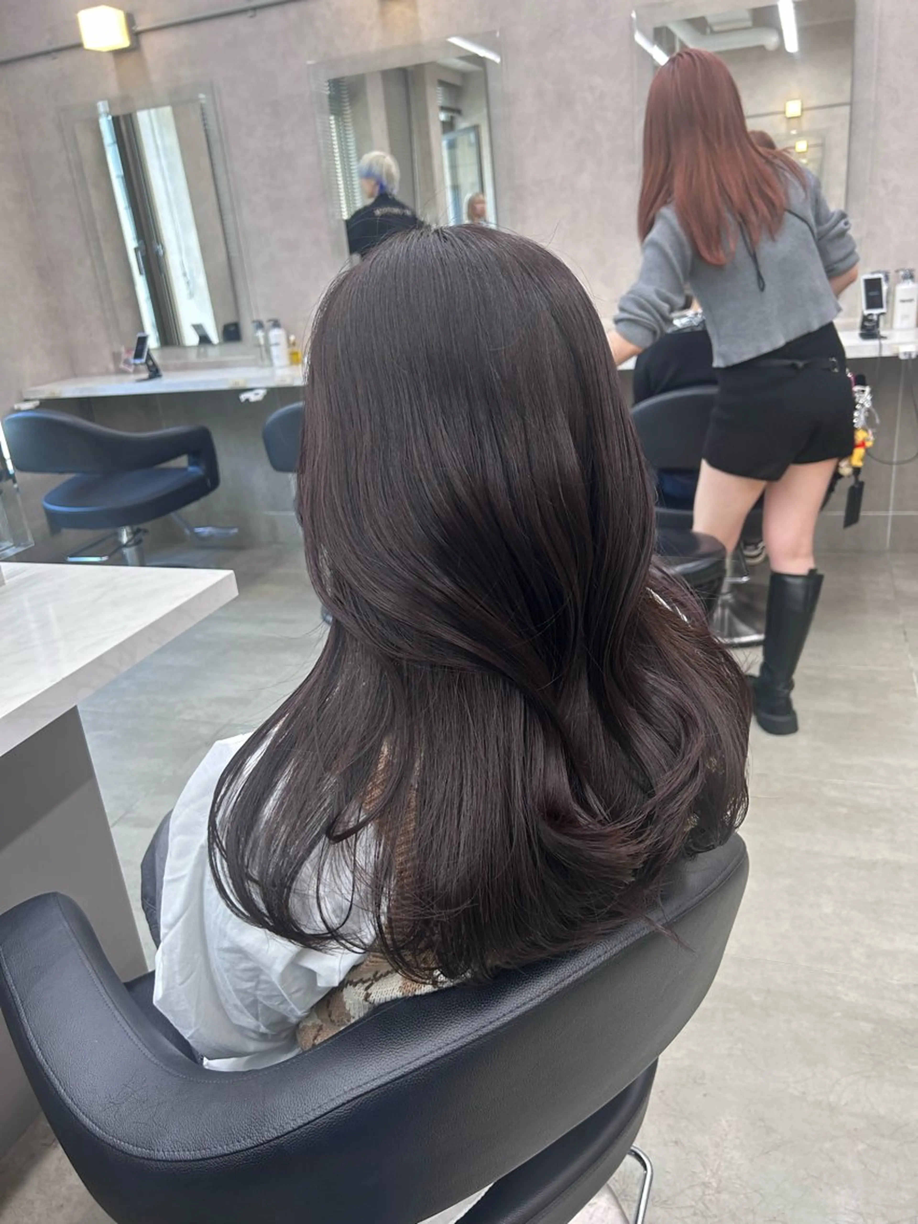 ロング カラー パーマ ヘアアレンジ メンズ キッズ ブリーチなしカラー/ ブラウン/レイヤーのヘアスタイル