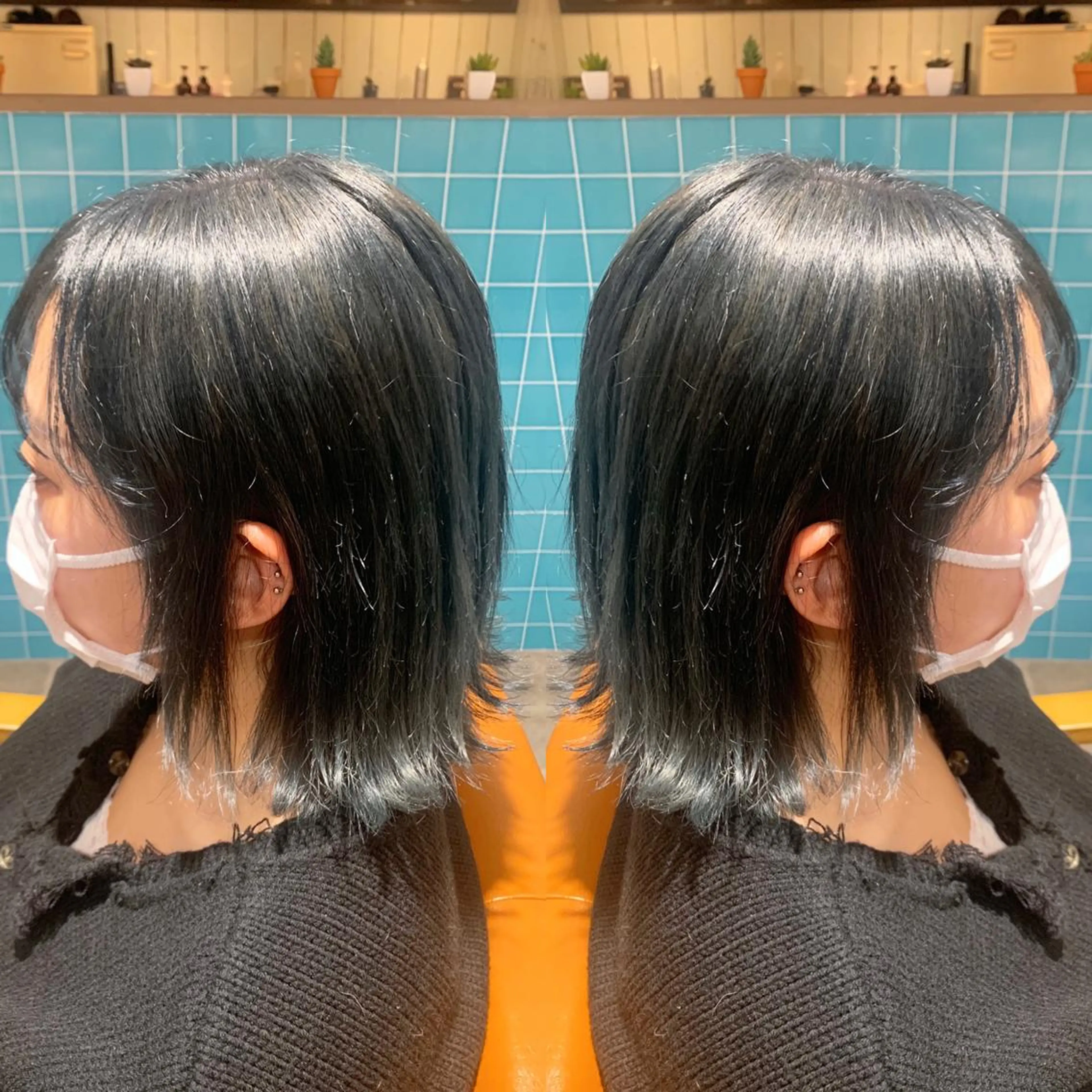 ミディアム カラー ブルーカラー ブルージュ 韓国🇰🇷 ✂︎hair 内田愛のヘアスタイル