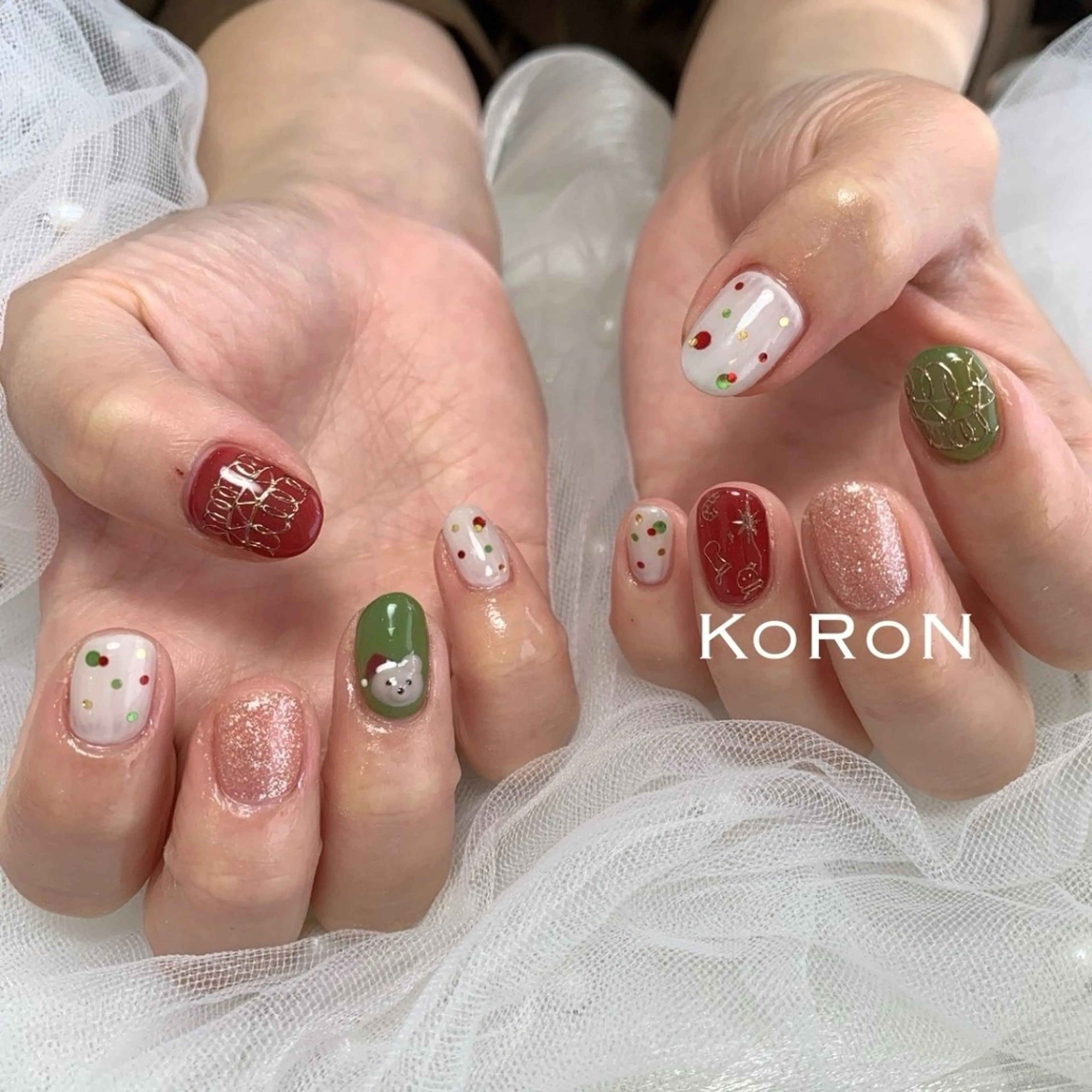 ネイル 冬ネイル クリスマス ハンドネイル 自宅サロン鎌倉 KORONのネイルデザイン
