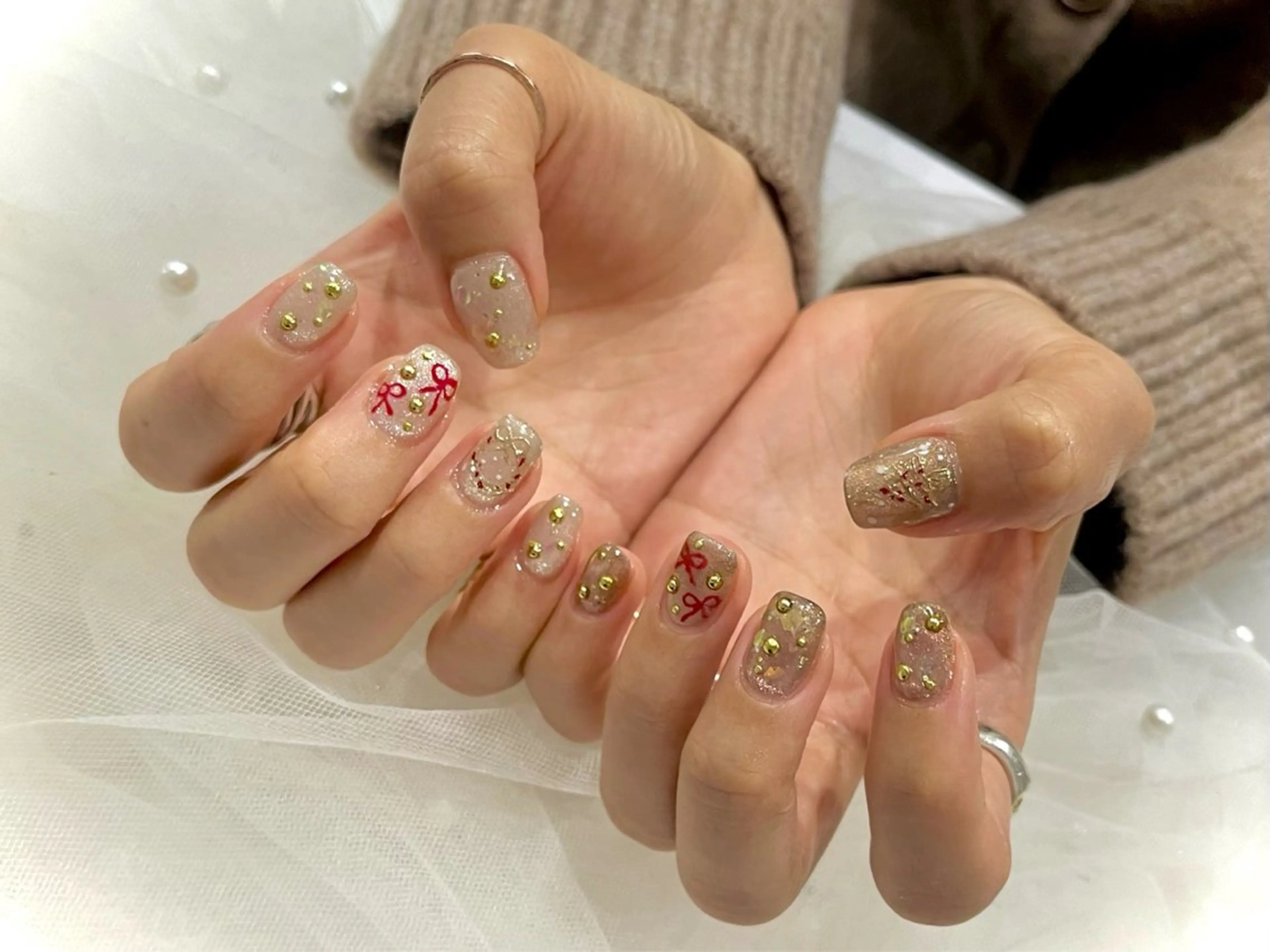 ネイル ゴールド 冬ネイル クリスマス Nail salon Cielel⟡Ayaのネイルデザイン