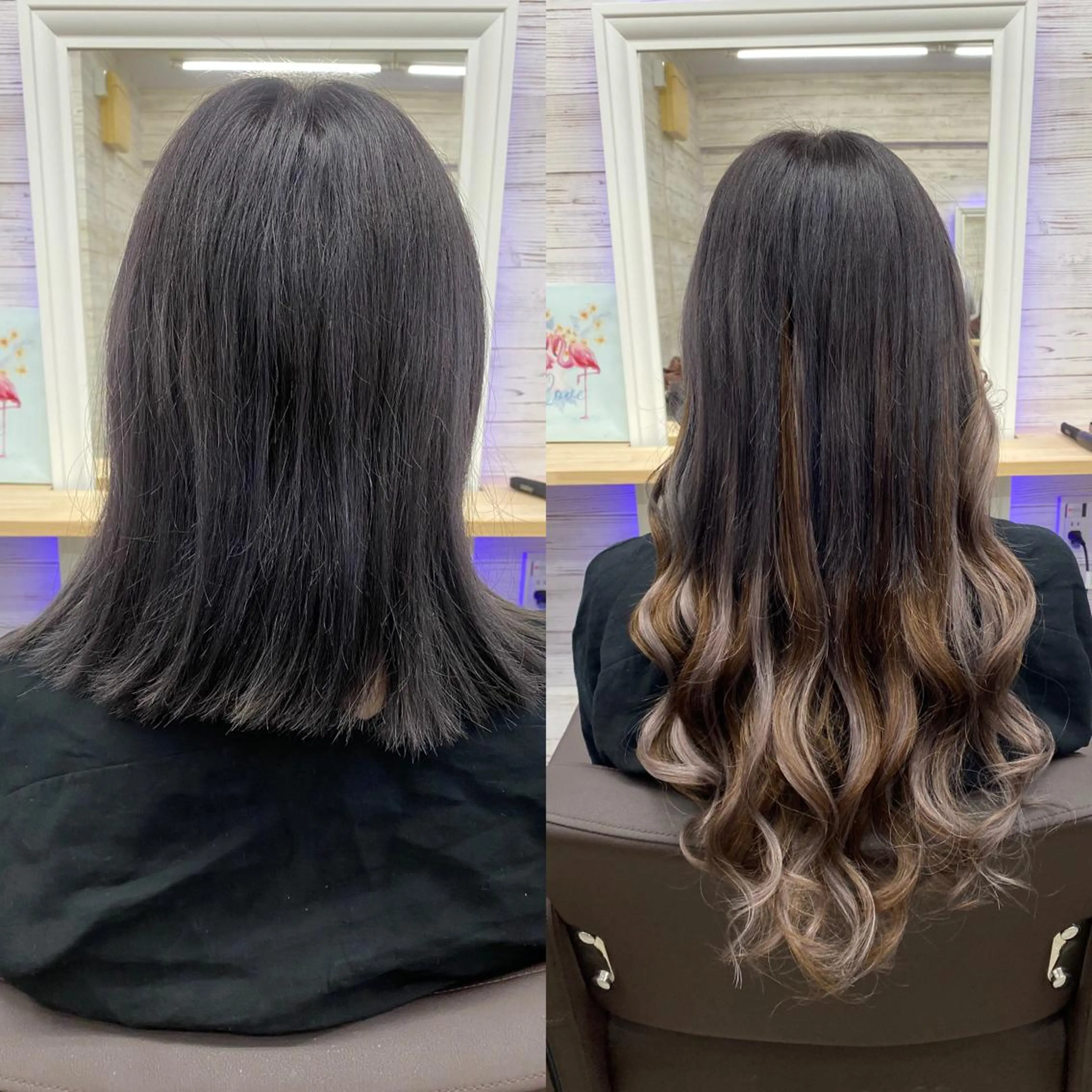 ロング カラー ヘアアレンジ アイブロウ ショートボブ 編み込みエクステ シールエクステ バレイヤージュ ベージュカラー LAVENDIA 初音のヘアスタイル