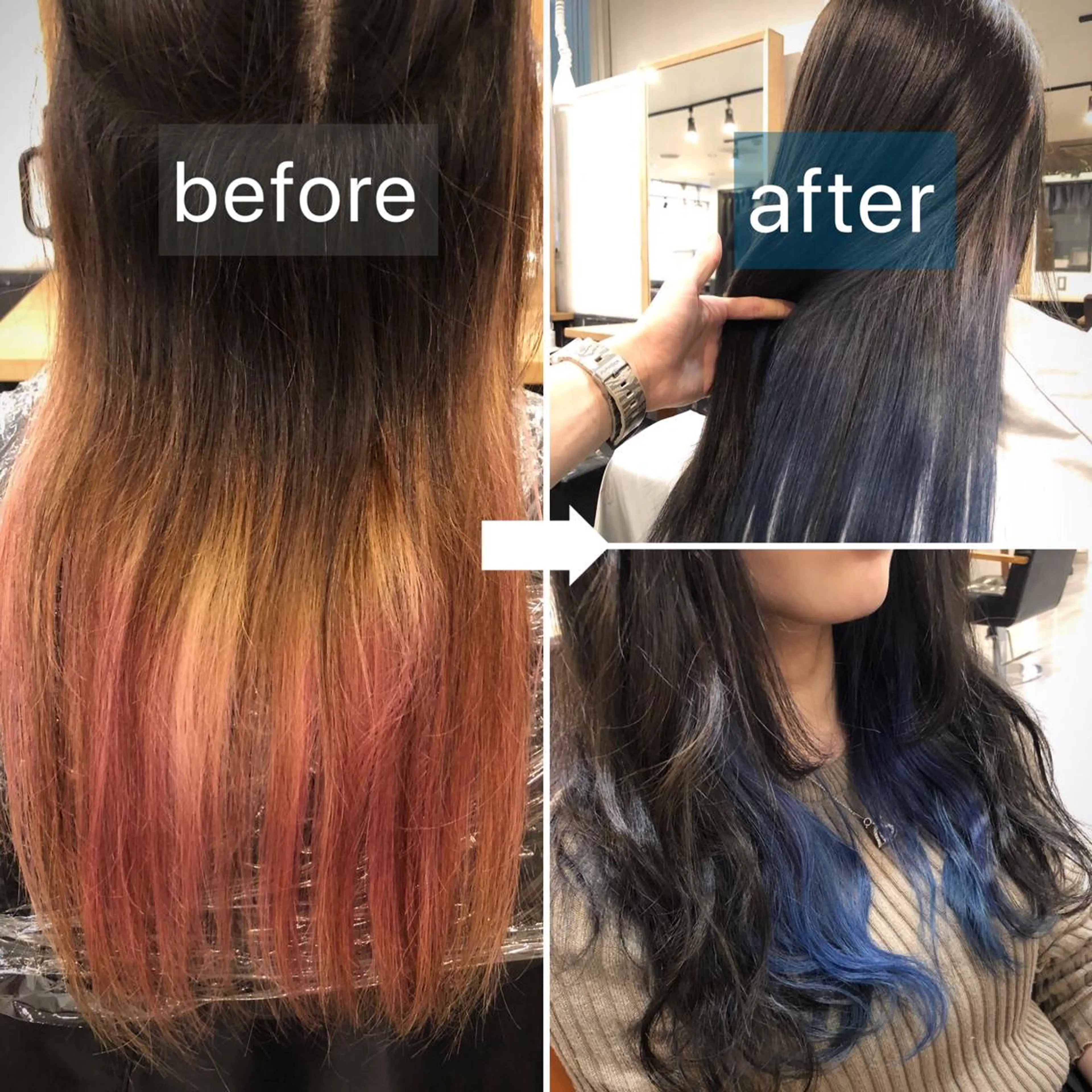 セミロング カラー ブルーカラー インナーカラー ヘアカラー トリートメント ヘッドスパ 美髪矯正 🌈髪質改善 山下のヘアスタイル