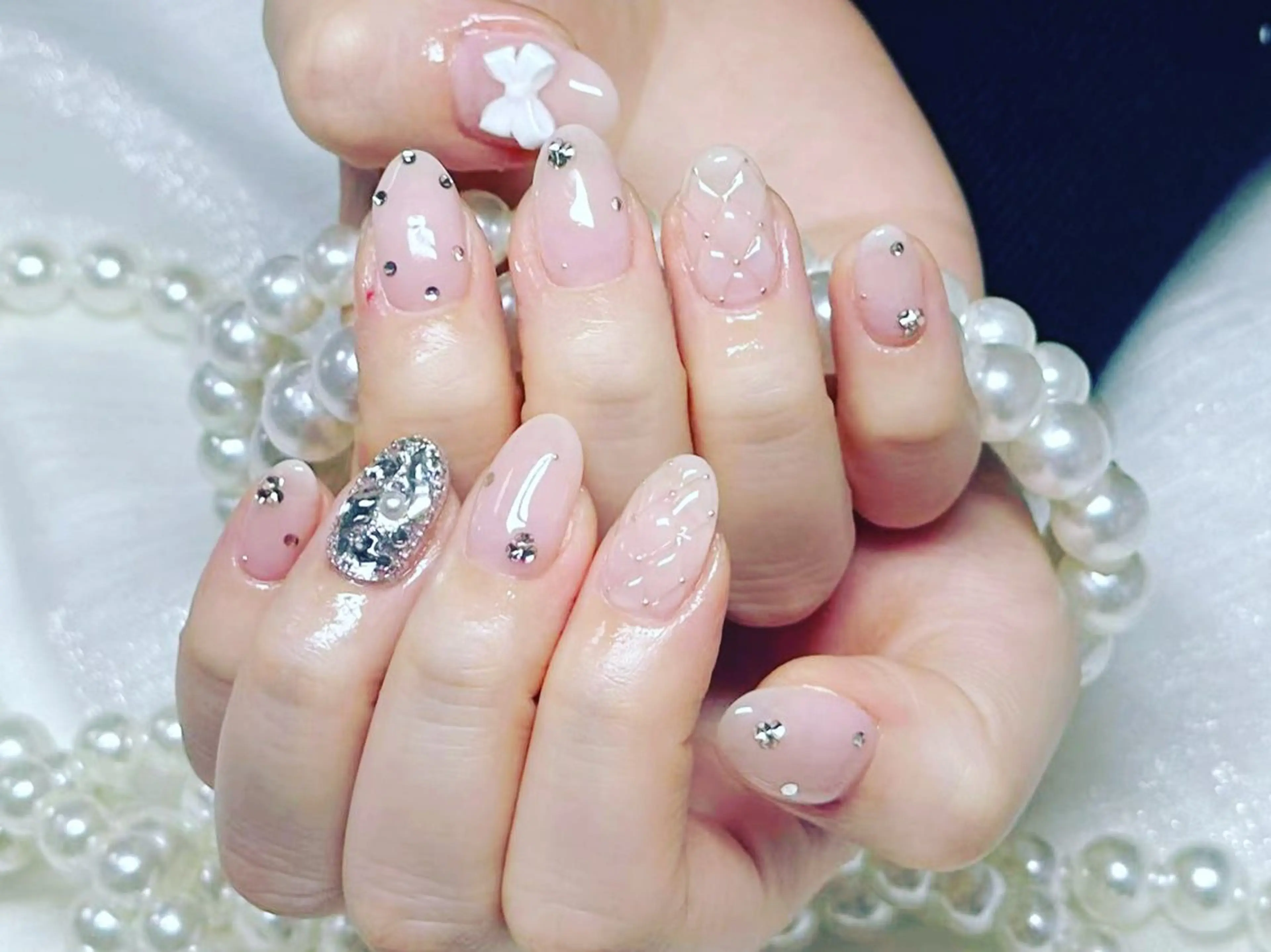 ネイル アートネイル クリアネイル 成人式 長さ出し フラッシュネイル か な🧚‍♀️のネイルデザイン