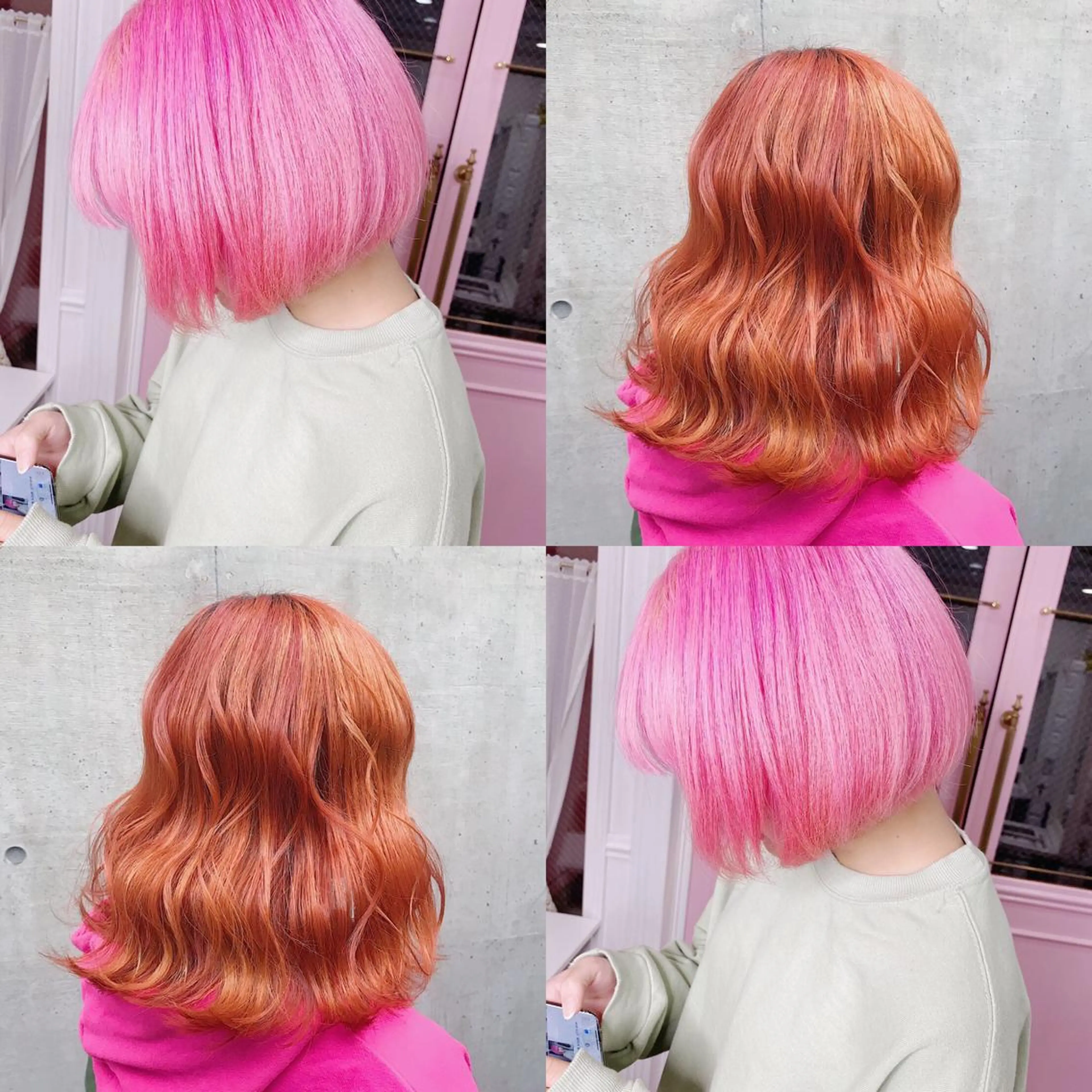 ミディアム カラー JuNブリーチに 縮毛矯正するプロのヘアスタイル