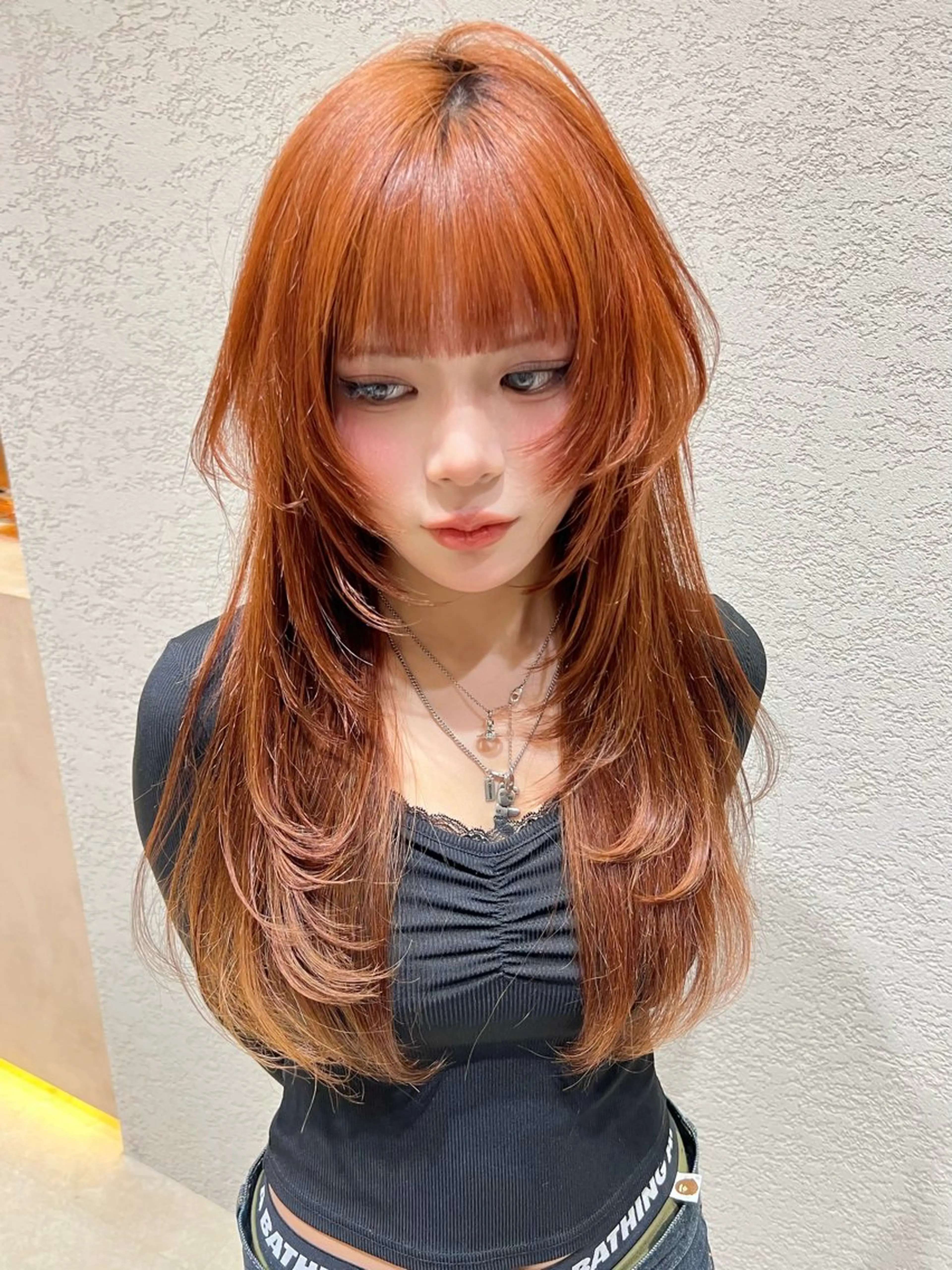 ロング カラー ヘアカラー トリートメント 興津/韓国レイヤー ダブルカラー美髪縮毛のヘアスタイル